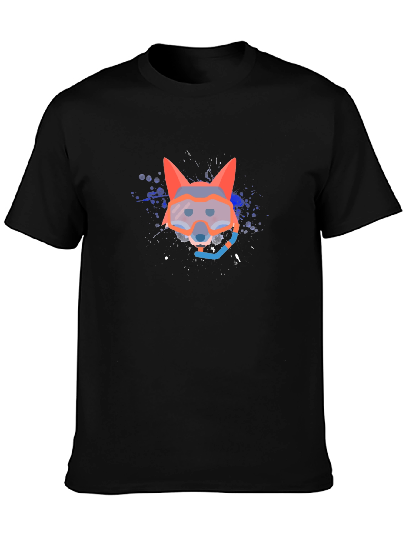 Diver Fox Graphic Tee - Black Cotton Comfort