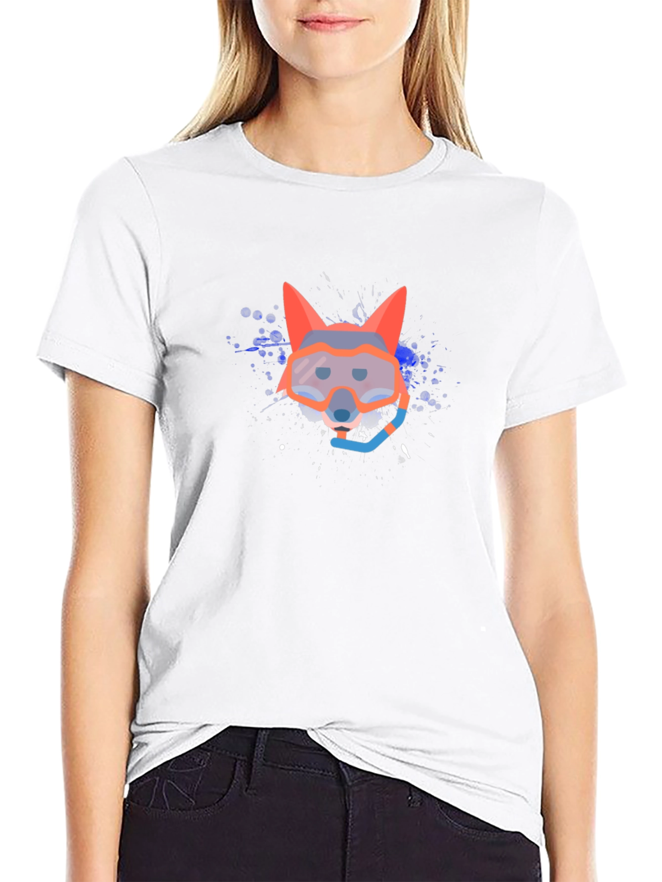 Diver Fox Graphic Tee - Black Cotton Comfort