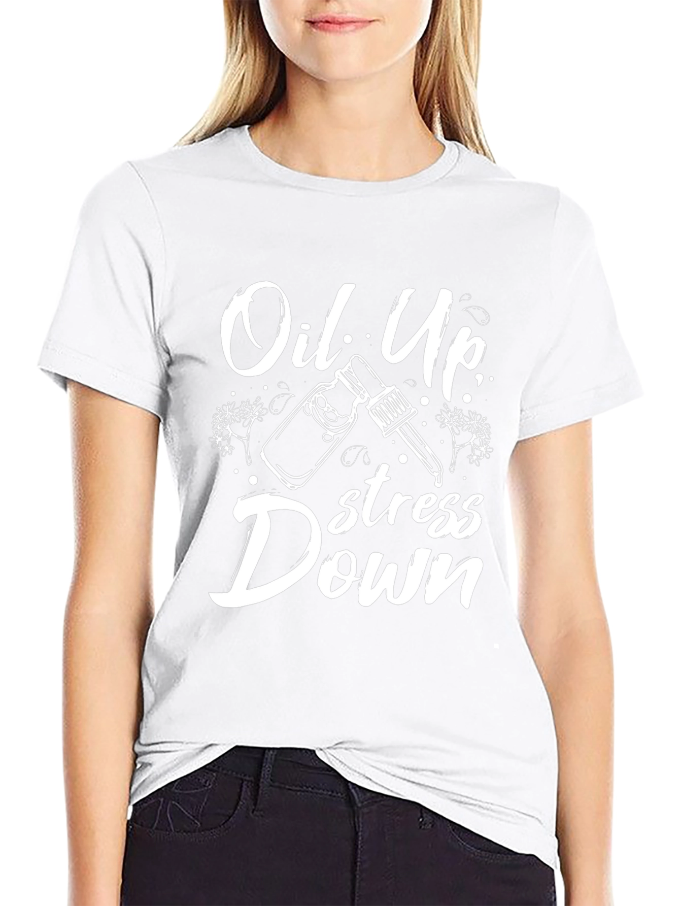 Oil Up Stress Down Black Graphic Tee