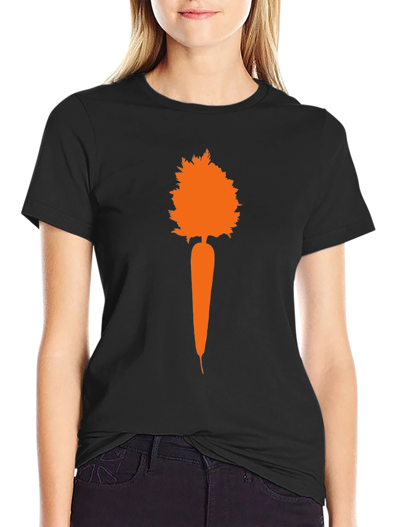Carrot Tree Graphic Tee - Black Cotton T-Shirt