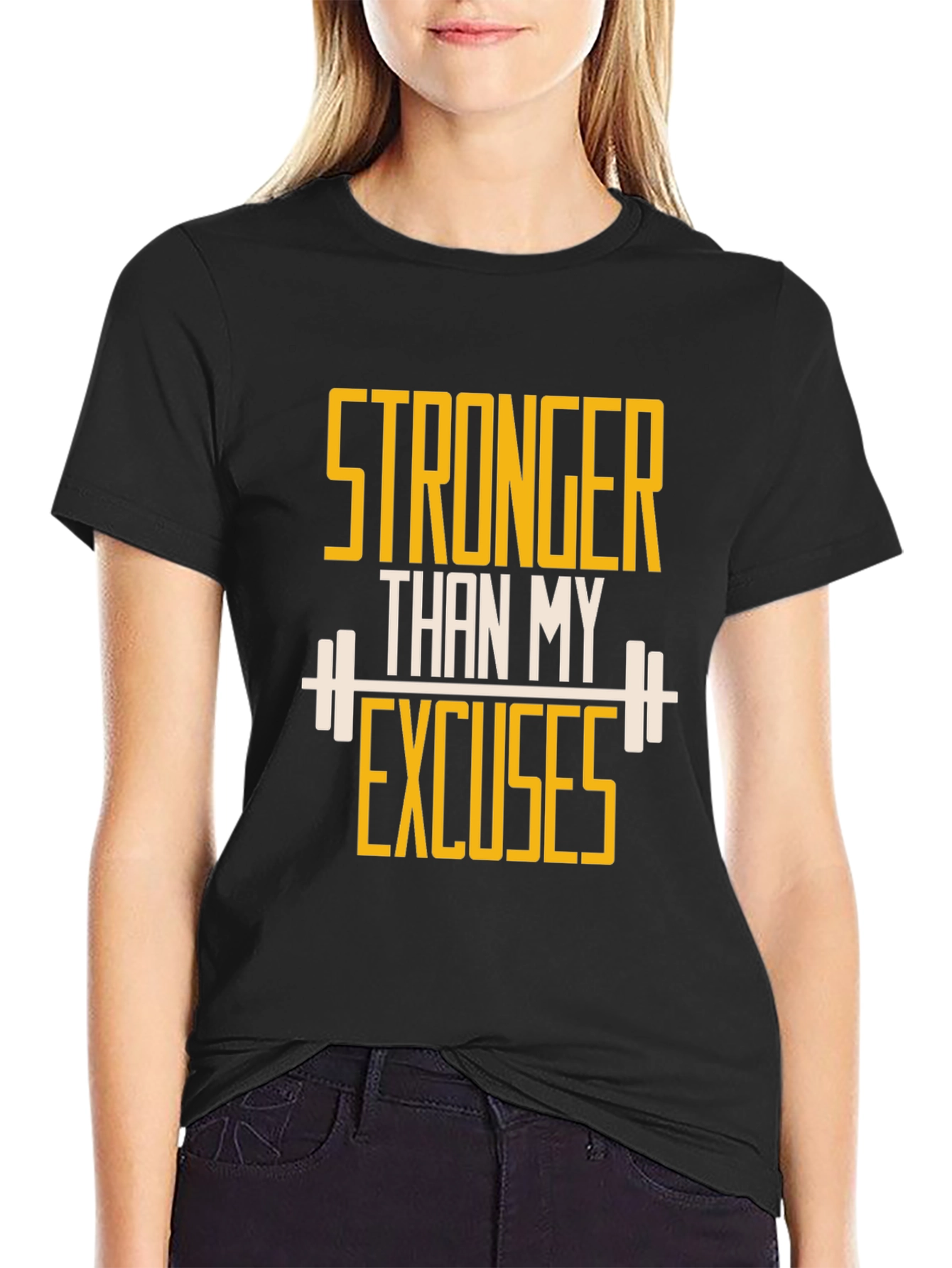 Stronger Than My Excuses Black Graphic Tee