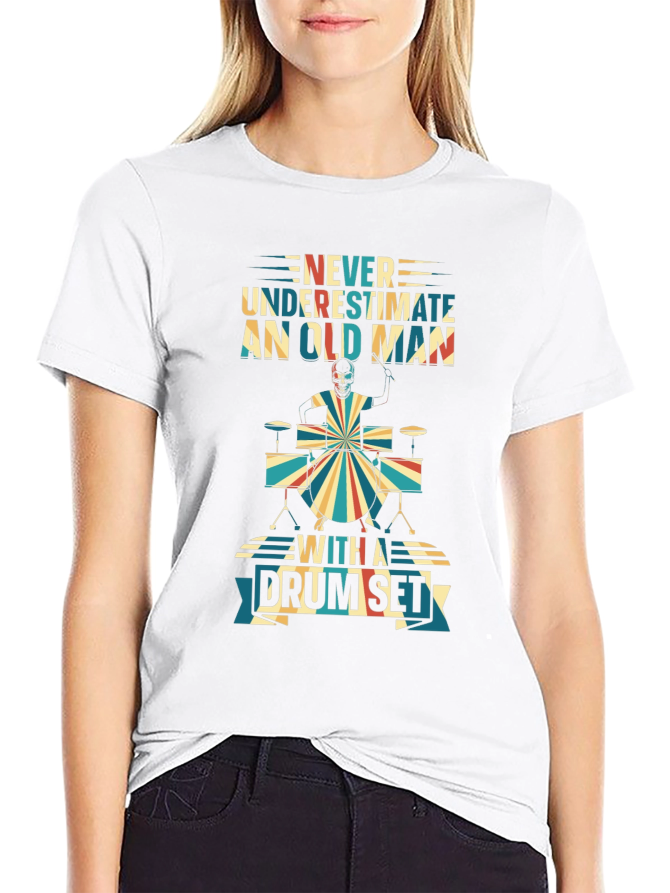 Never Underestimate Old Man Drum Set T-Shirt