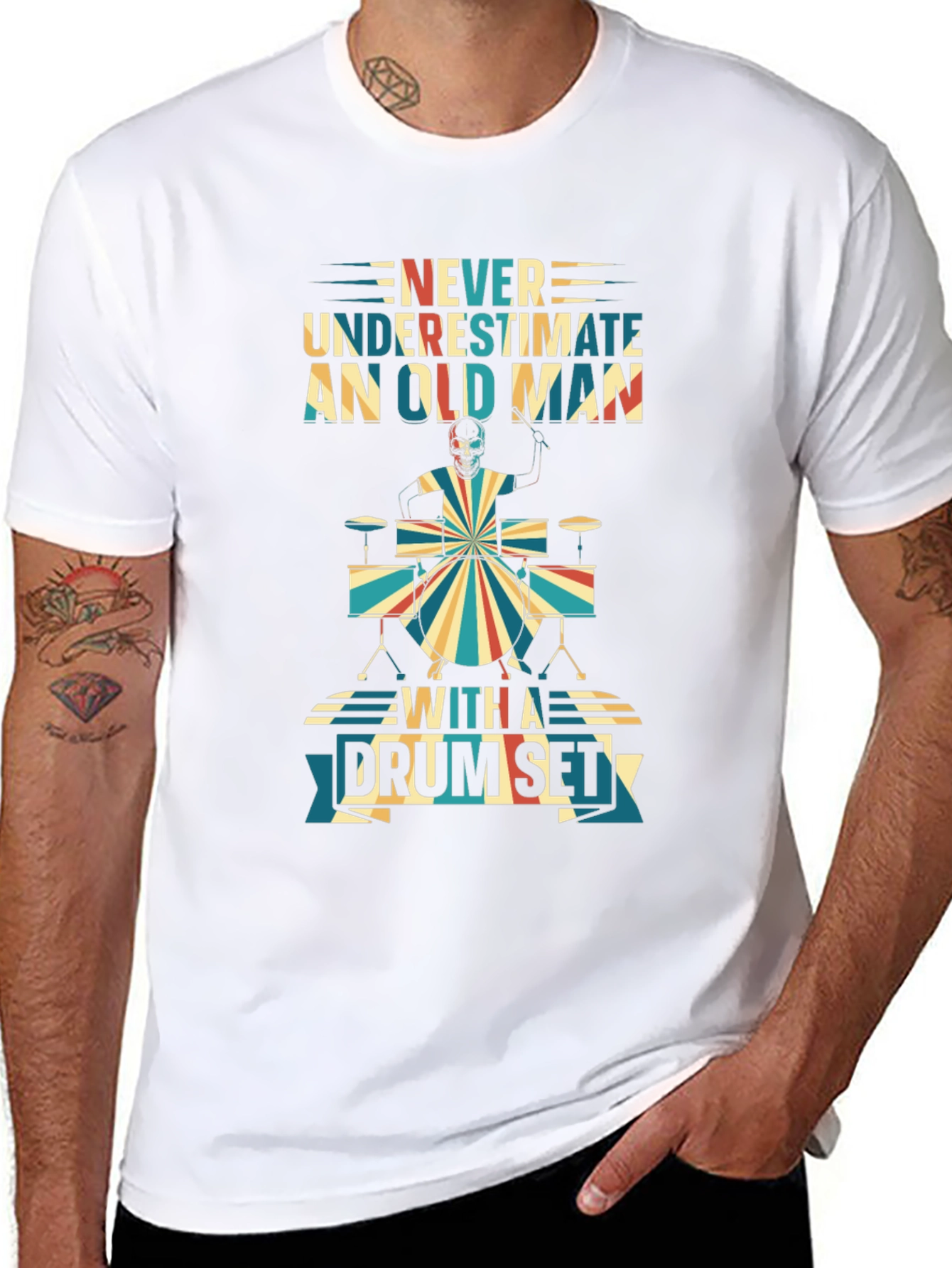 Never Underestimate Old Man Drum Set T-Shirt