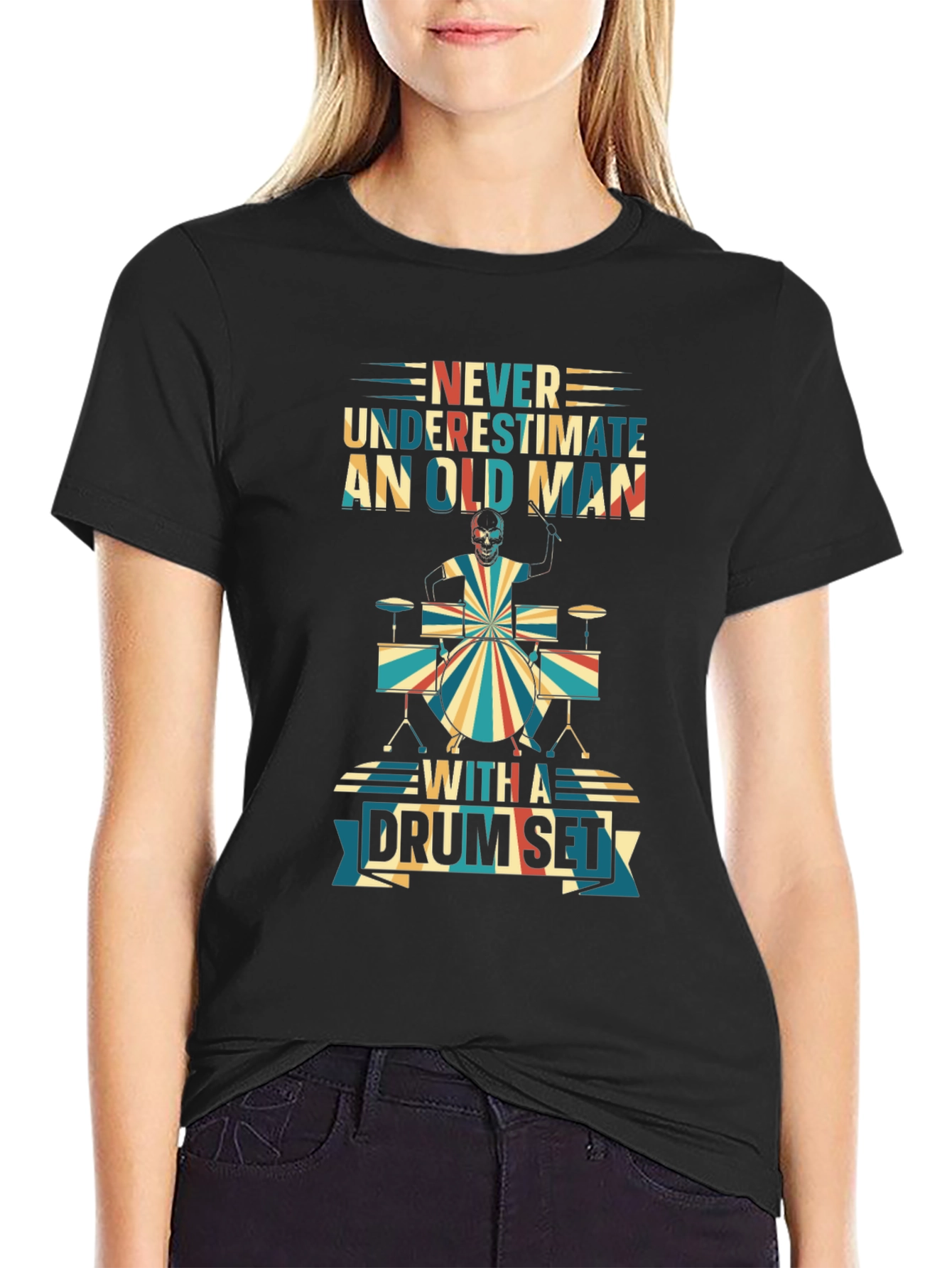 Never Underestimate Old Man Drum Set T-Shirt
