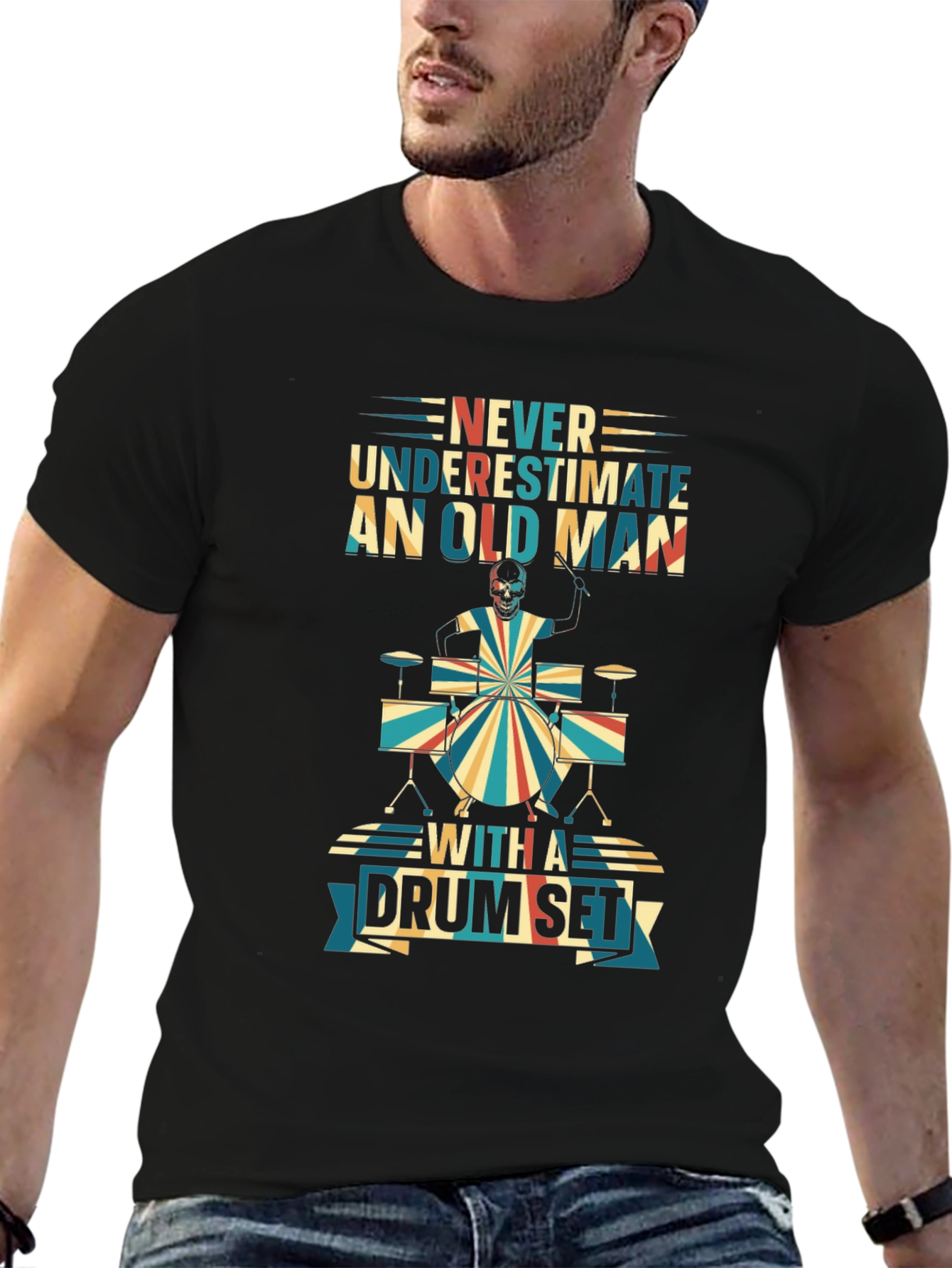 Never Underestimate Old Man Drum Set T-Shirt