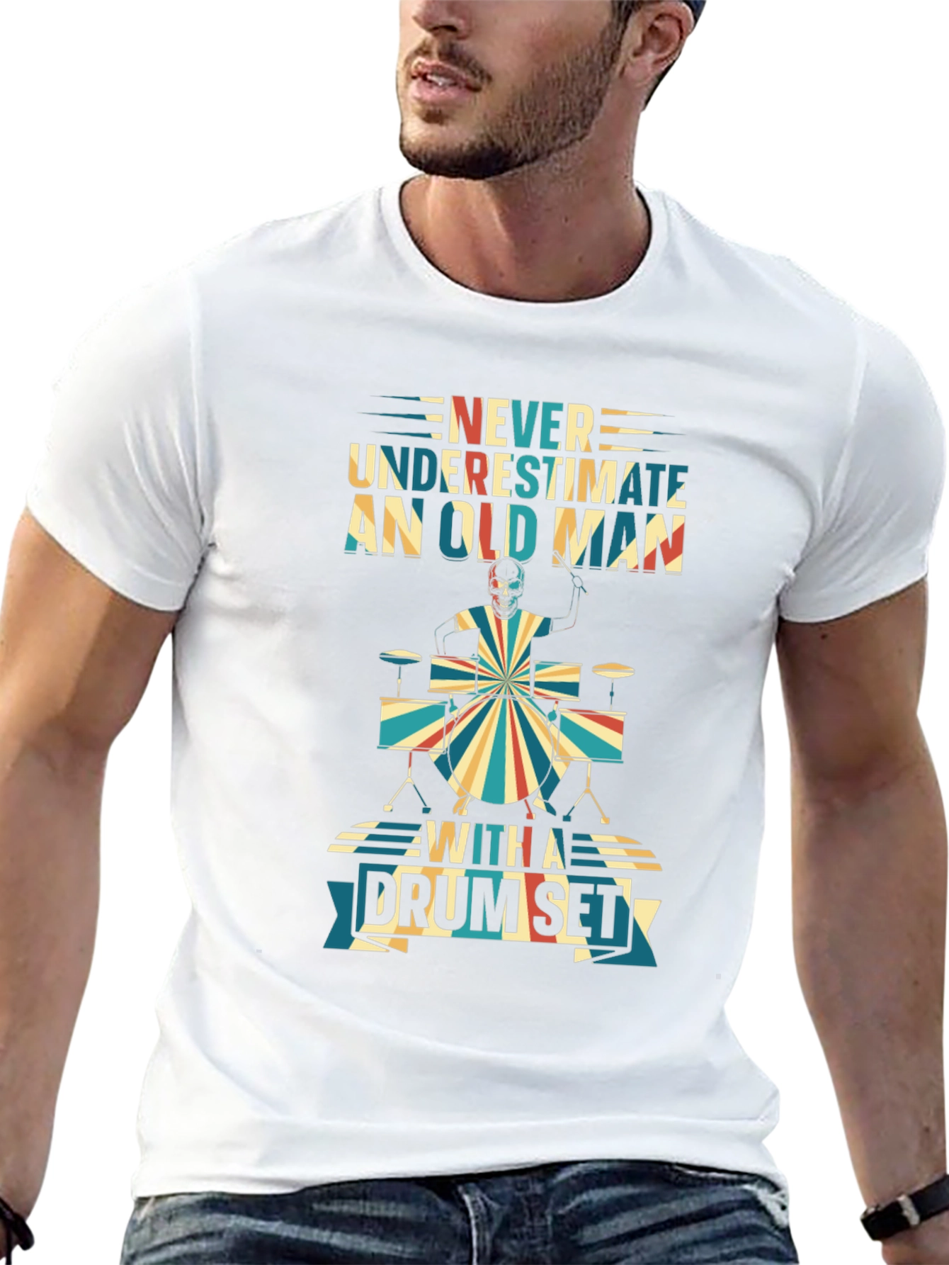 Never Underestimate Old Man Drum Set T-Shirt