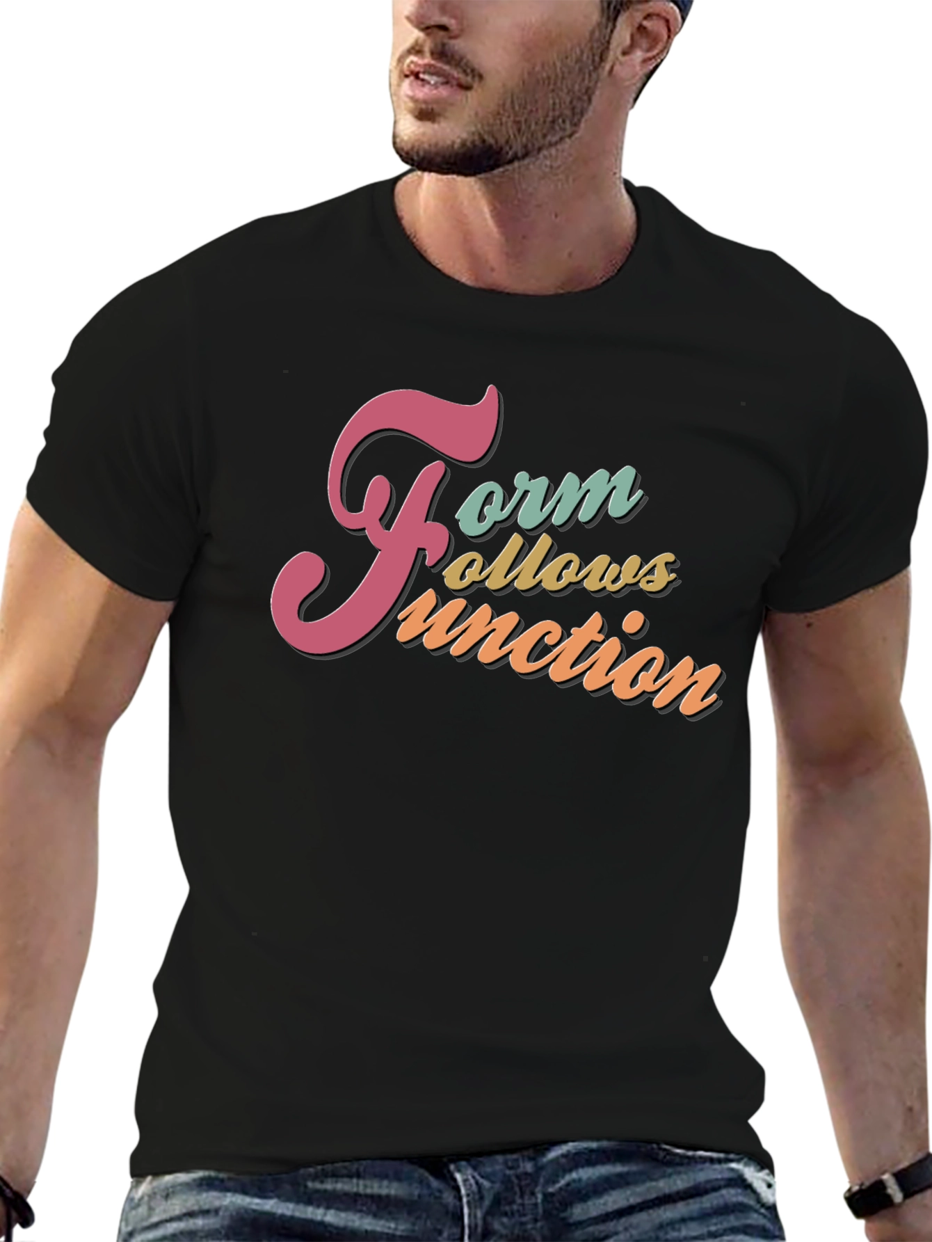 Form Follows Function Black Graphic T-Shirt
