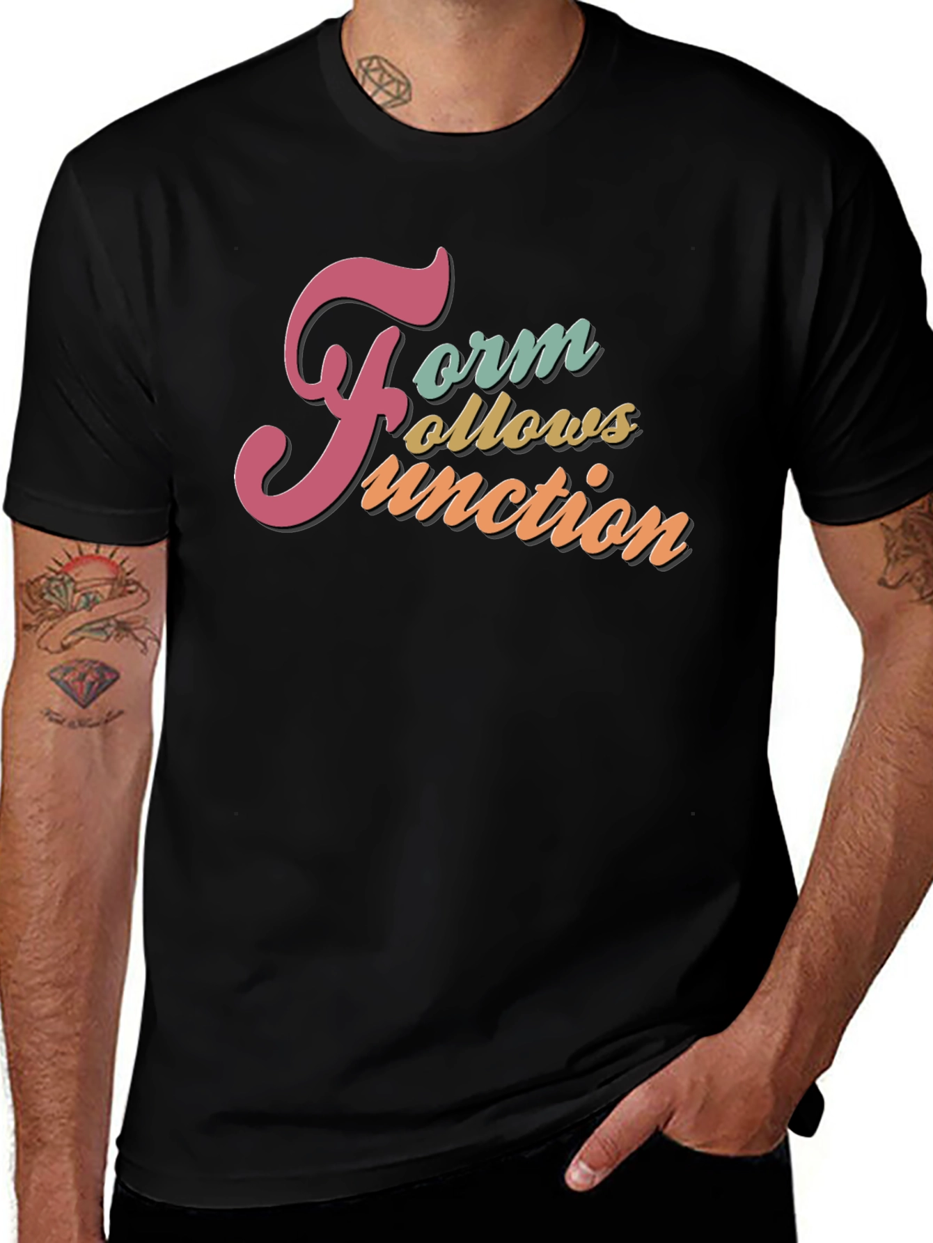 Form Follows Function Black Graphic T-Shirt
