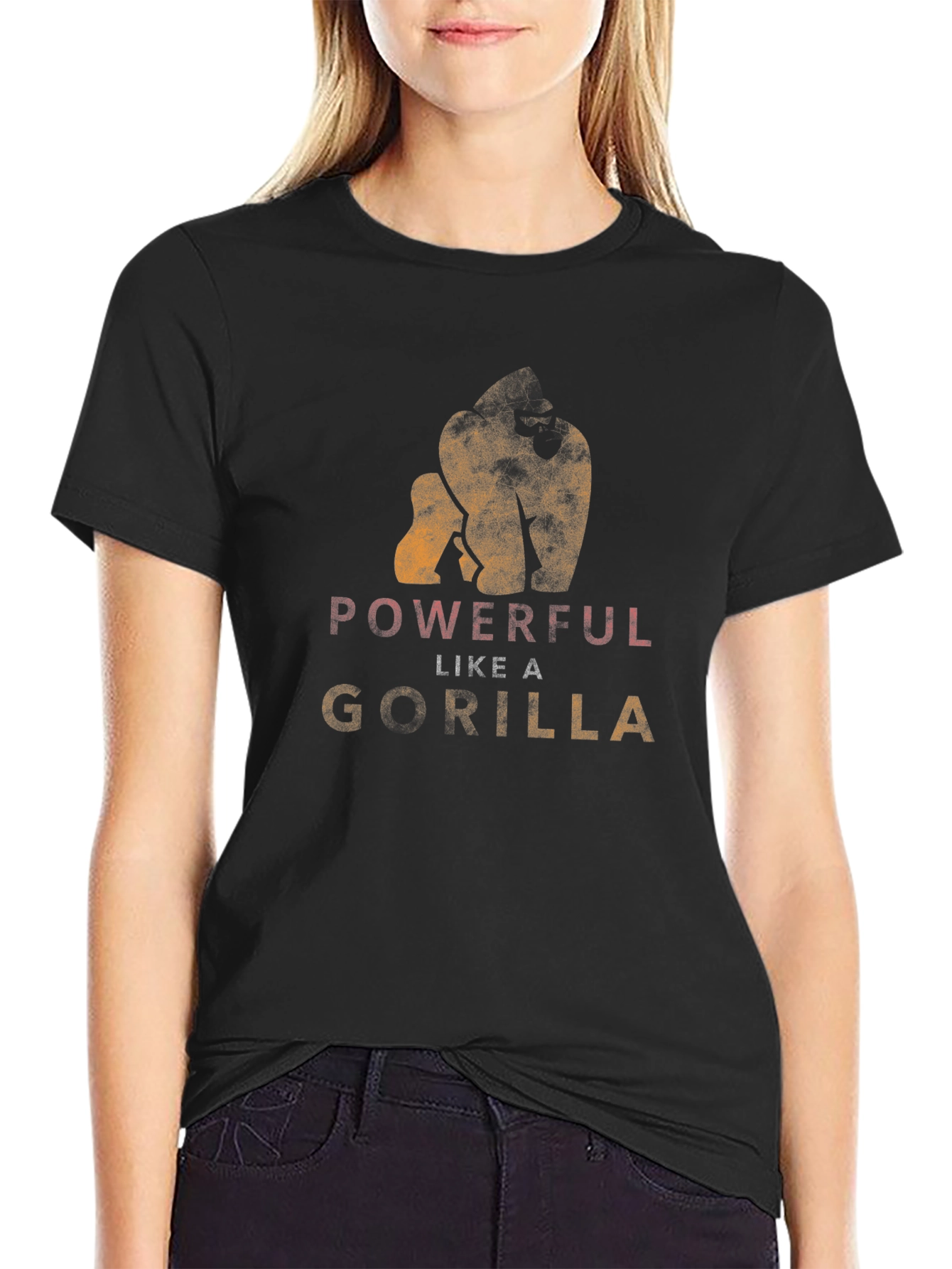 Powerful Like A Gorilla Black T-Shirt