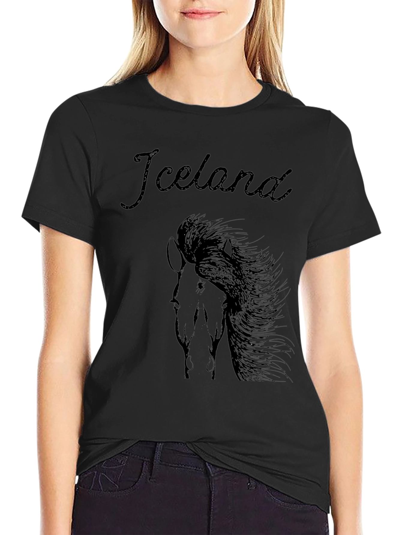 Iceland Horse Graphic T-Shirt - Unisex Black Tee