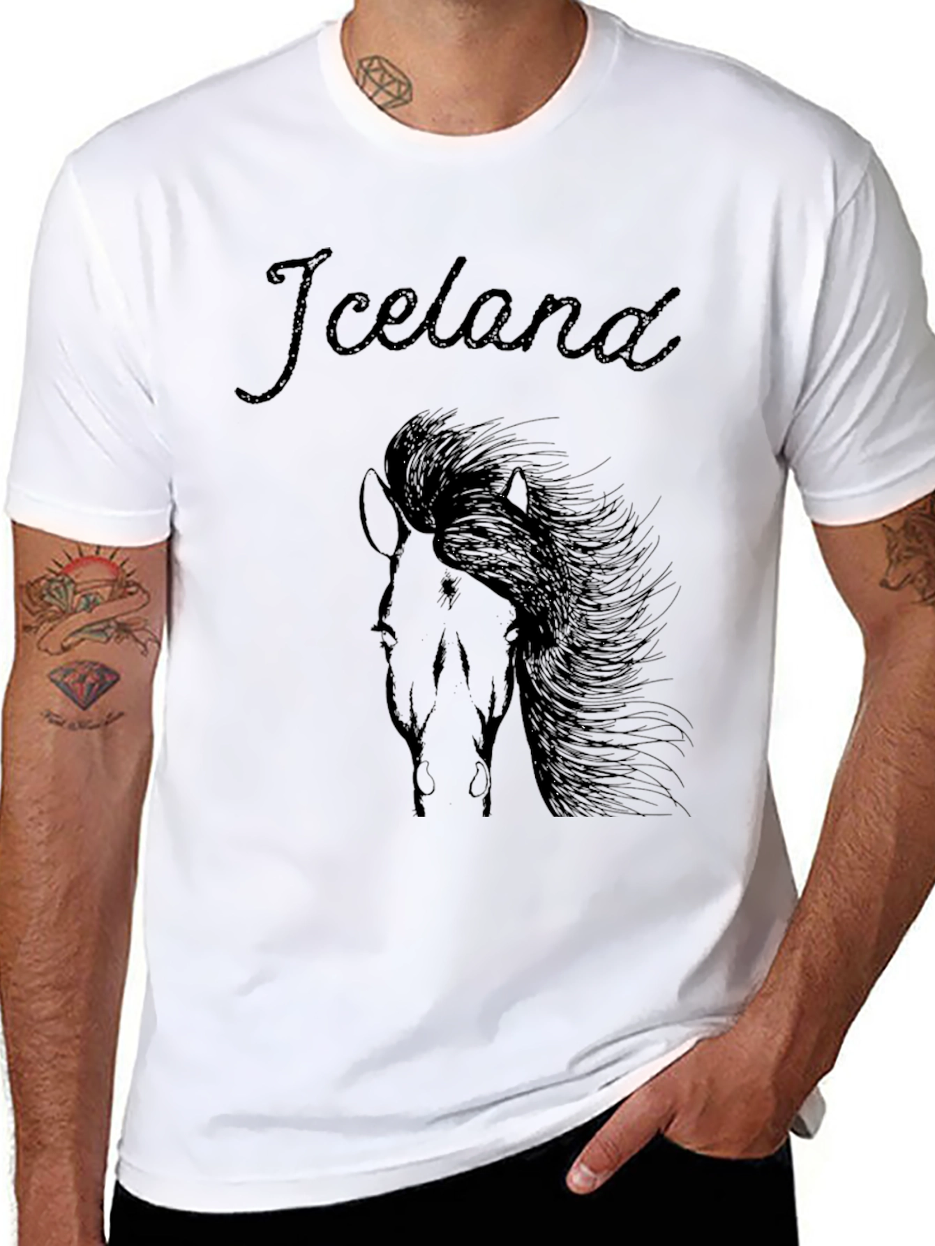Iceland Horse Graphic T-Shirt - Unisex Black Tee