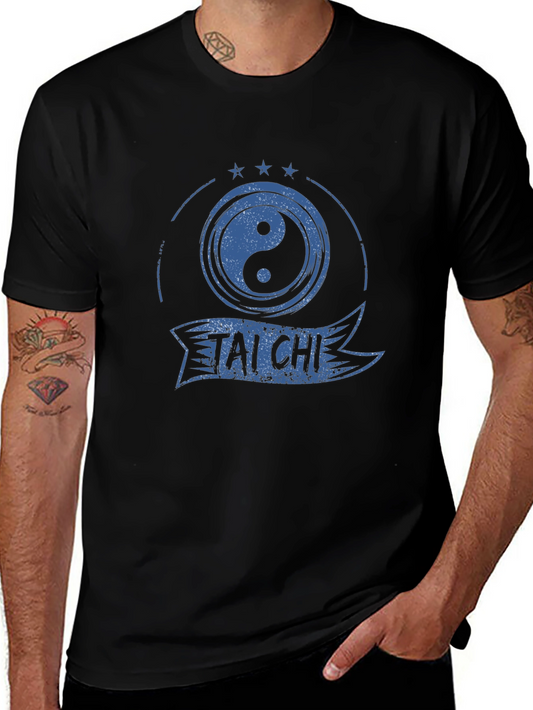 Tai Chi Yin Yang Graphic Tee - Black Cotton Blend