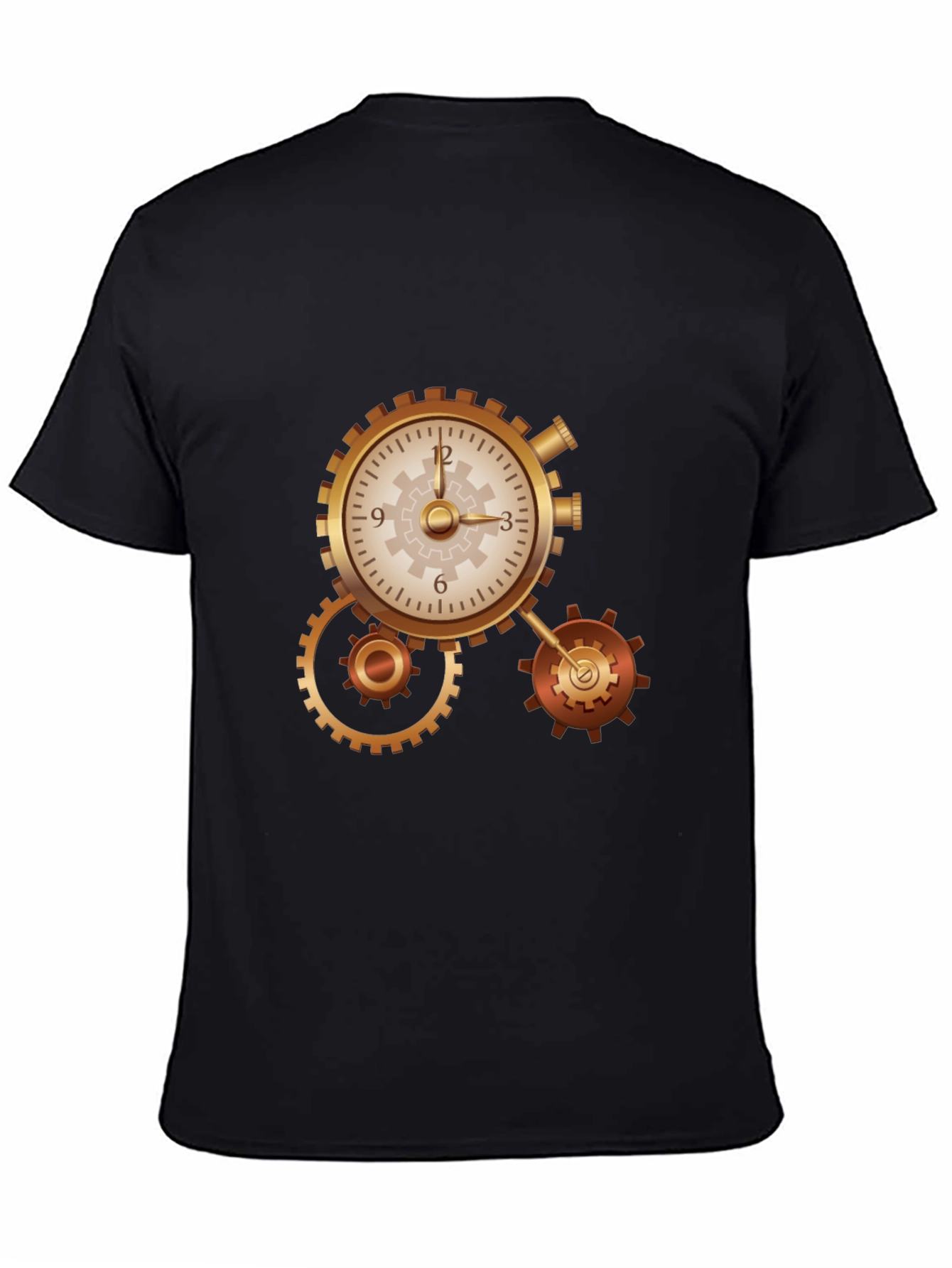 Steampunk Clockwork Gear Design Black T-Shirt