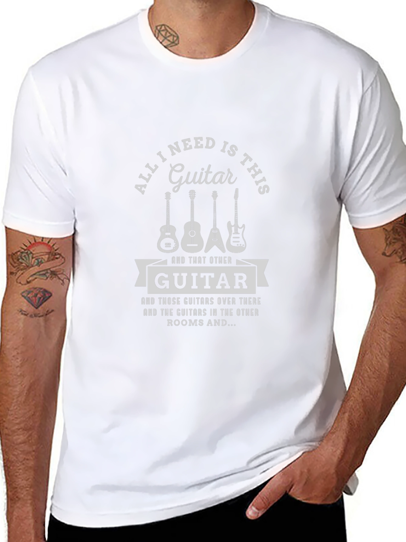 All I Need is This Guitar Black Graphic T-Shirt