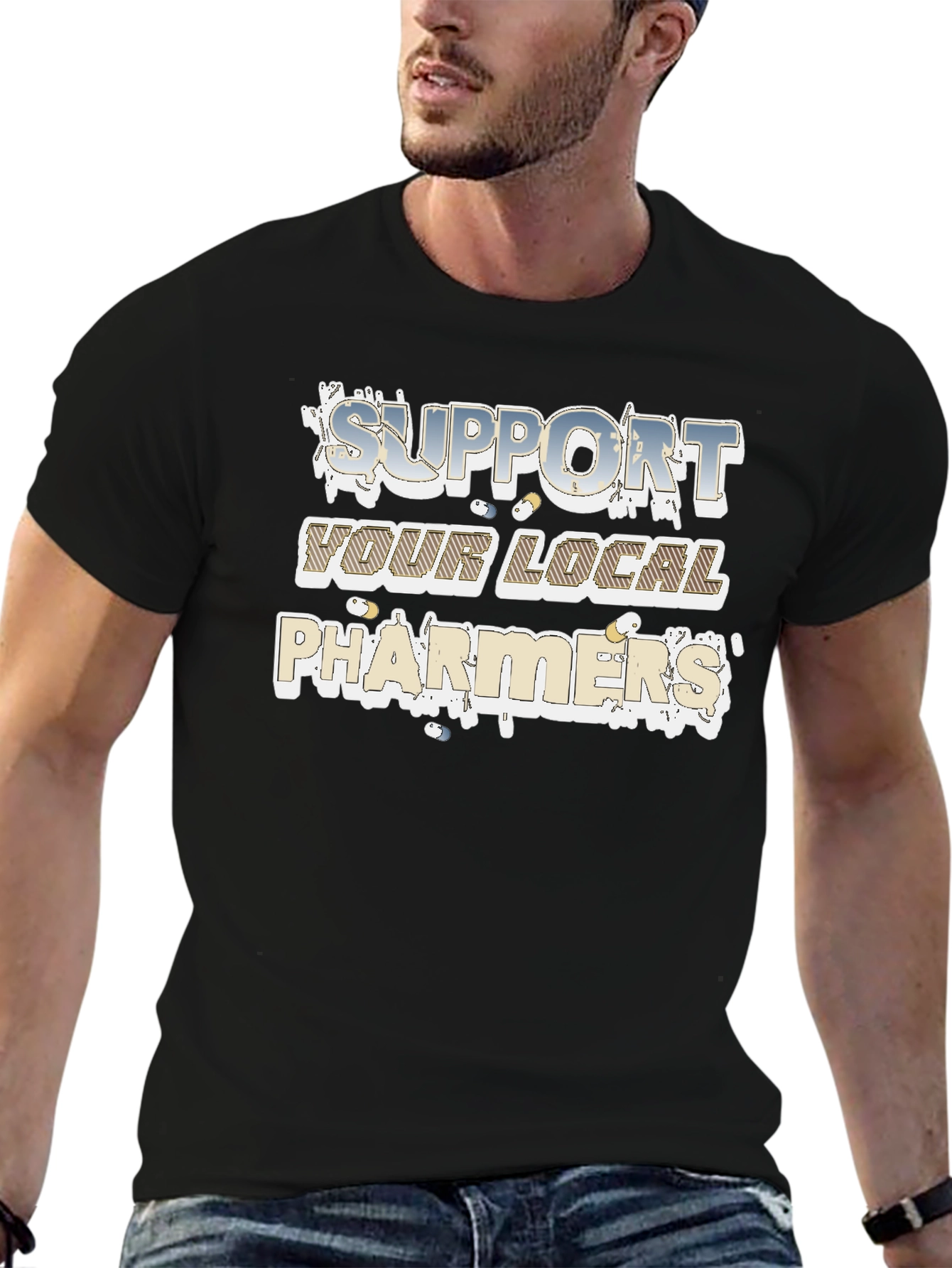 Support Your Local Pharmers Black T-Shirt