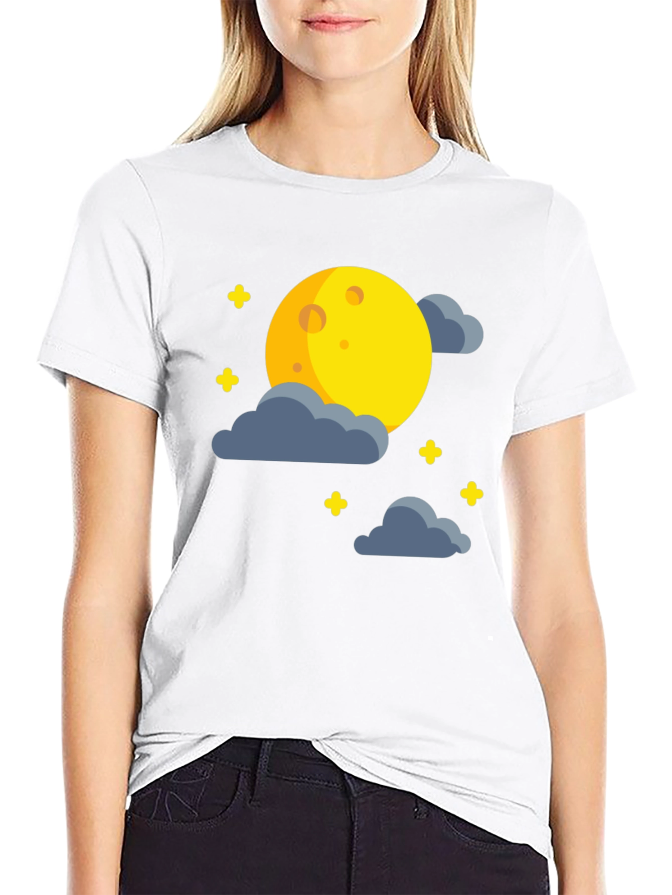 Moon and Stars Graphic Black T-Shirt