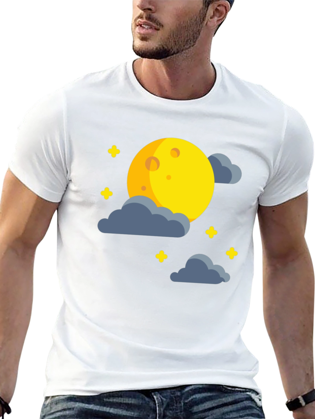 Moon and Stars Graphic Black T-Shirt