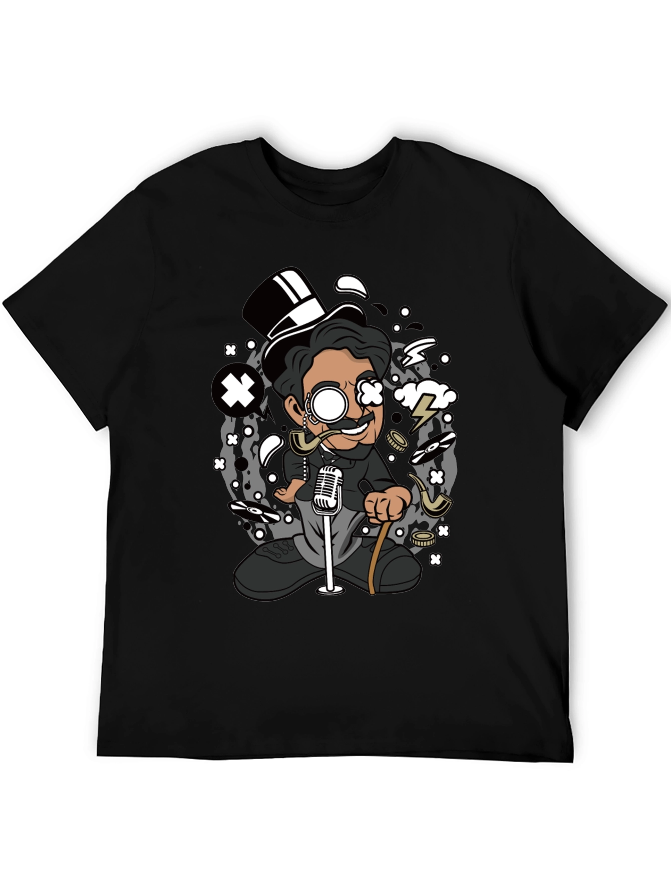 Cartoon Character Graphic Black T-Shirt