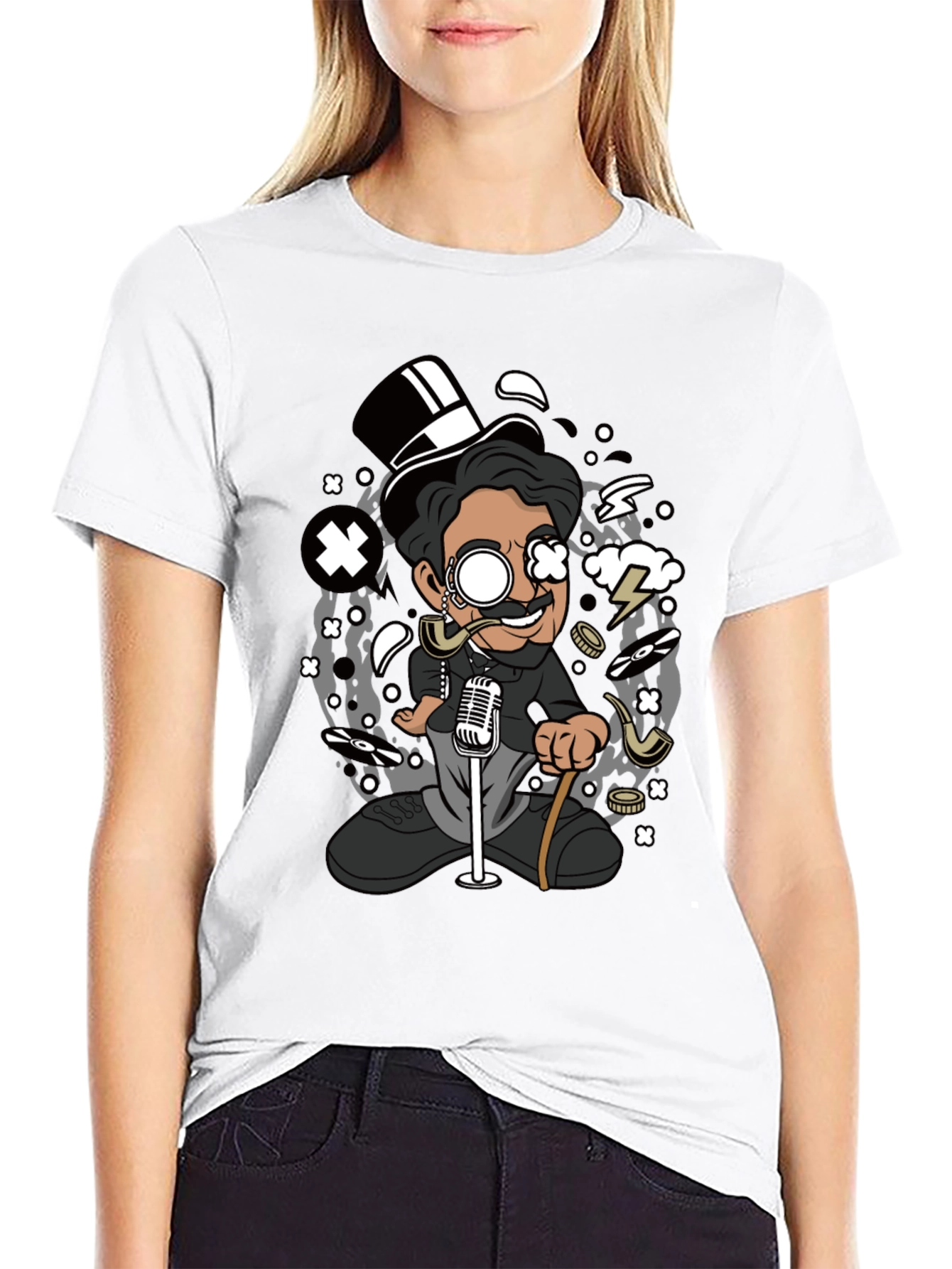Cartoon Character Graphic Black T-Shirt