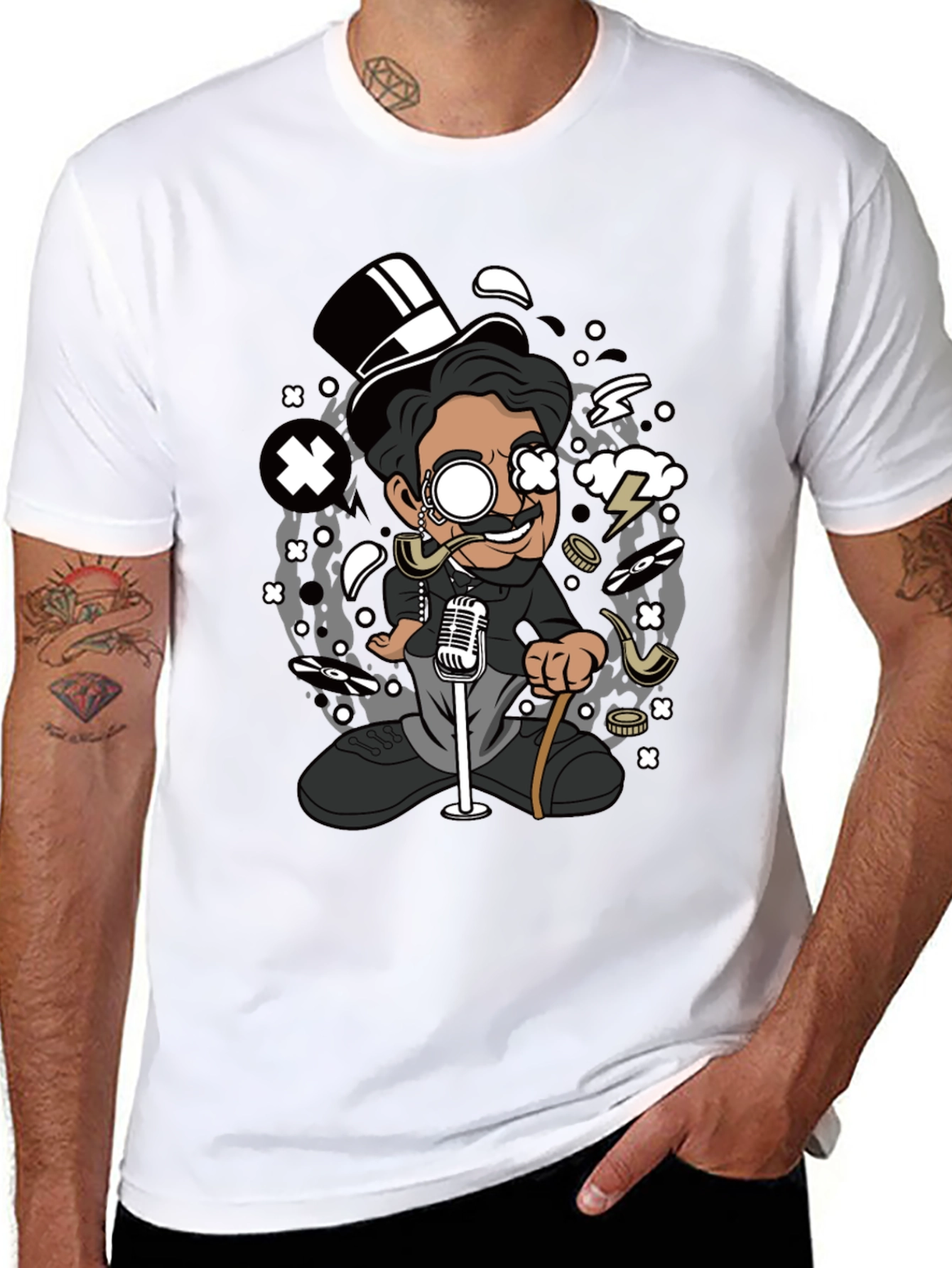 Cartoon Character Graphic Black T-Shirt