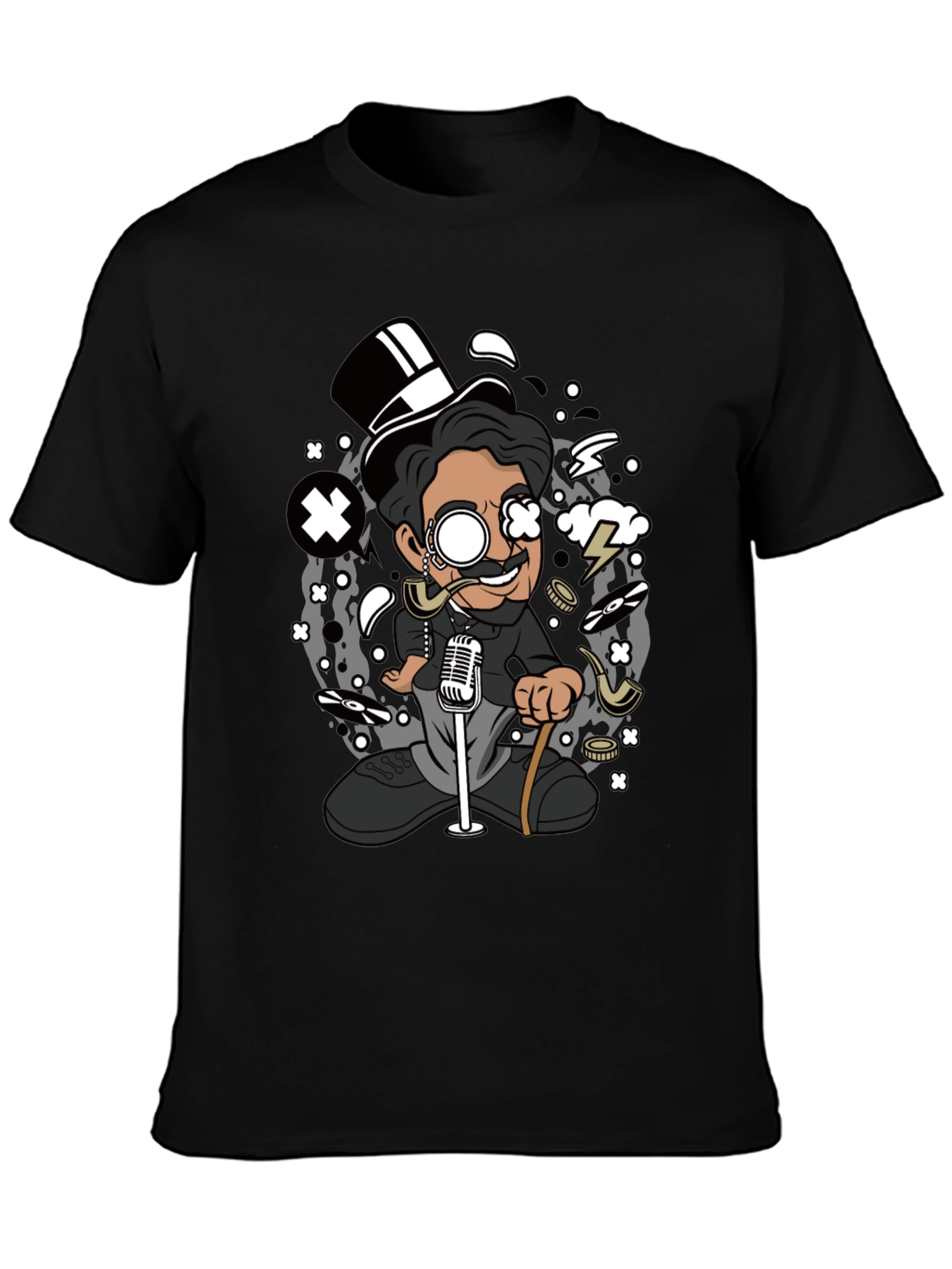 Cartoon Character Graphic Black T-Shirt