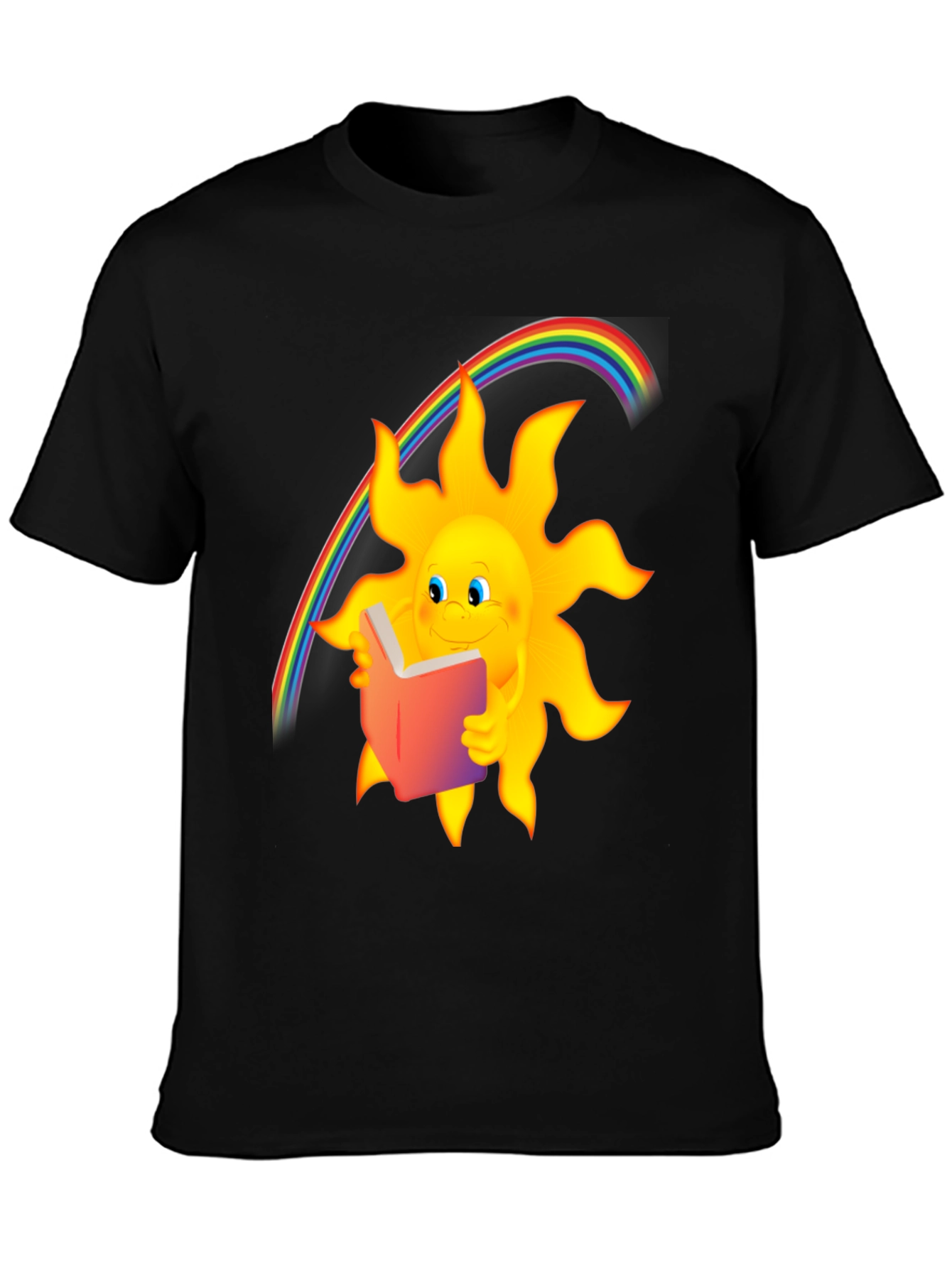 Sun Reading Book Rainbow Graphic T-Shirt