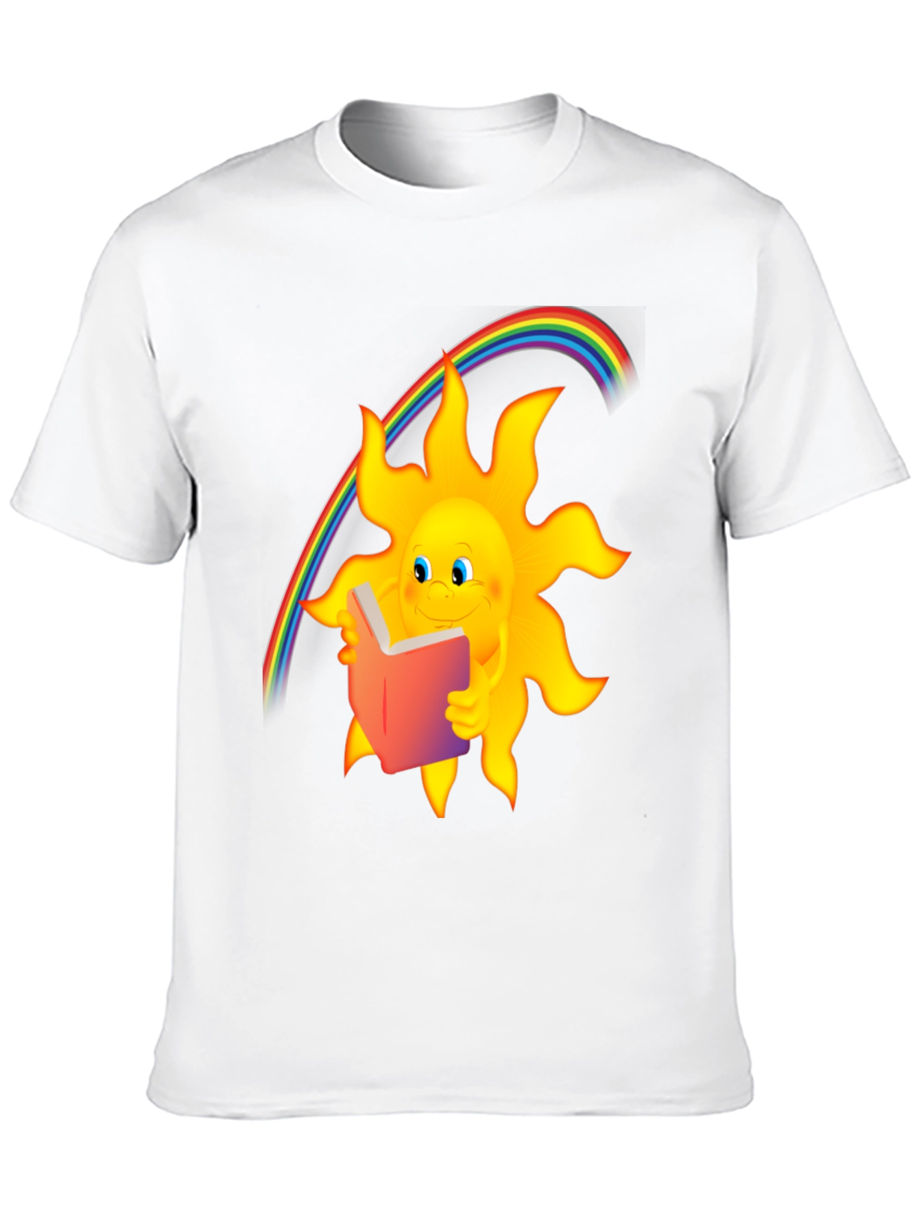 Sun Reading Book Rainbow Graphic T-Shirt