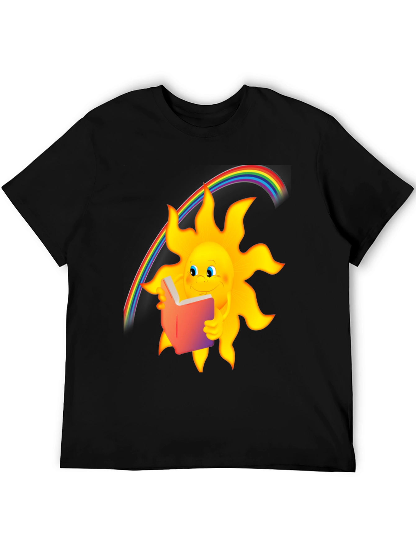 Sun Reading Book Rainbow Graphic T-Shirt