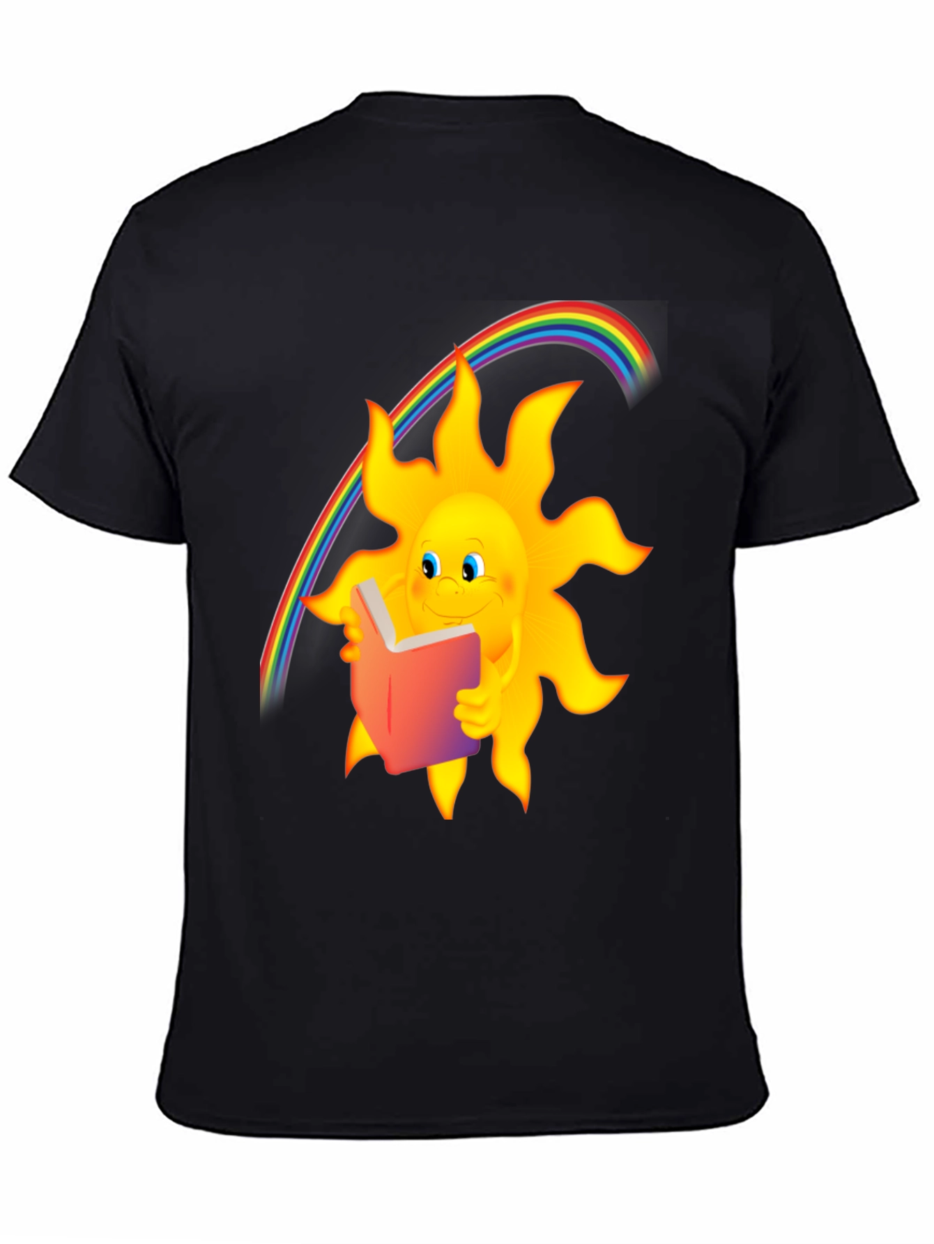 Sun Reading Book Rainbow Graphic T-Shirt