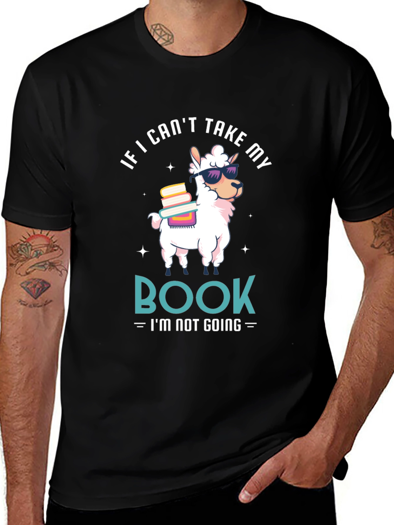 Llama Book Lover Graphic T-Shirt