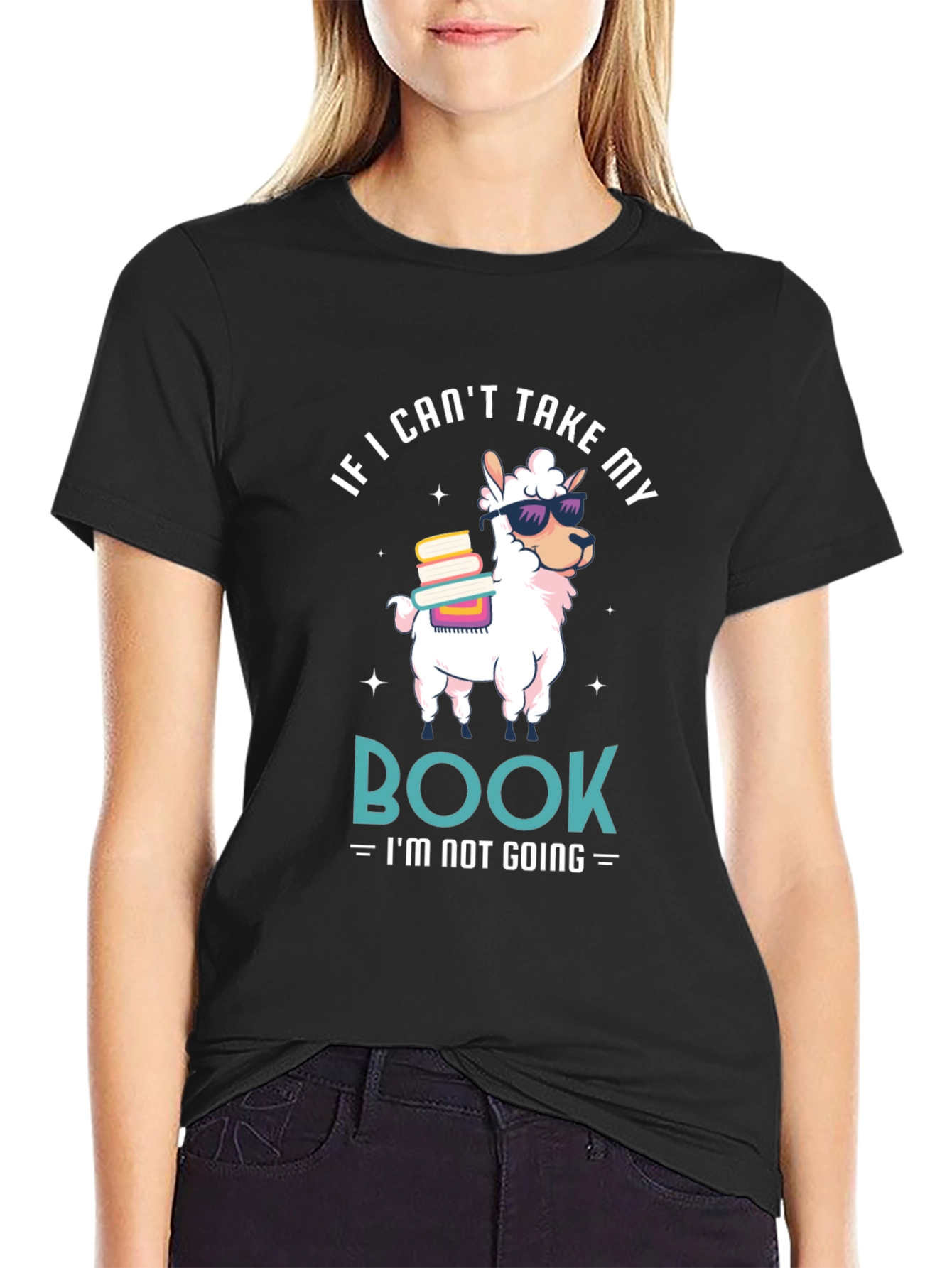Llama Book Lover Graphic T-Shirt