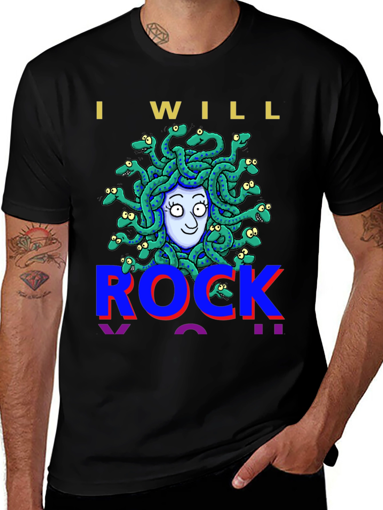 I Will Rock Medusa Graphic Tee - Black