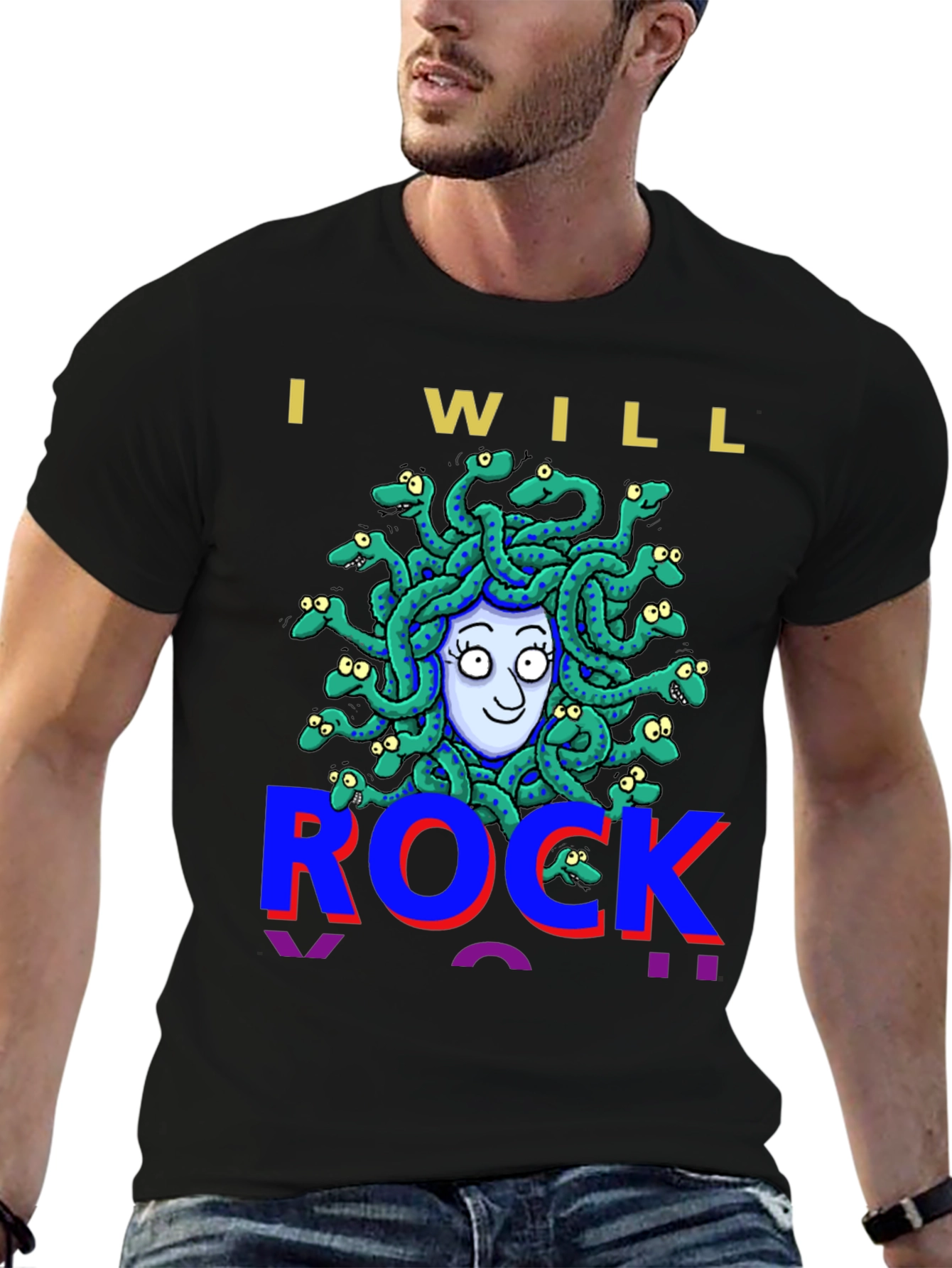 I Will Rock Medusa Graphic Tee - Black
