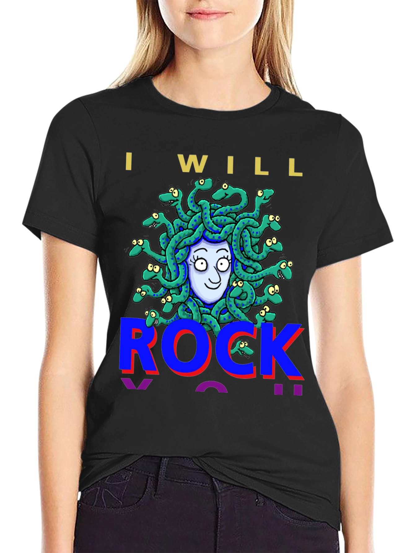 I Will Rock Medusa Graphic Tee - Black