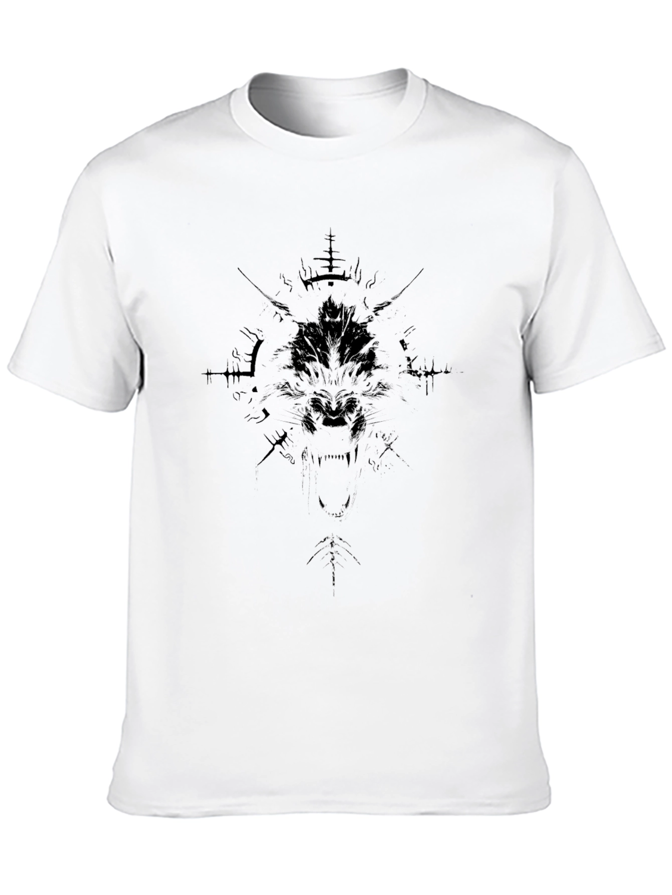 Black Graphic Tee - Abstract Print