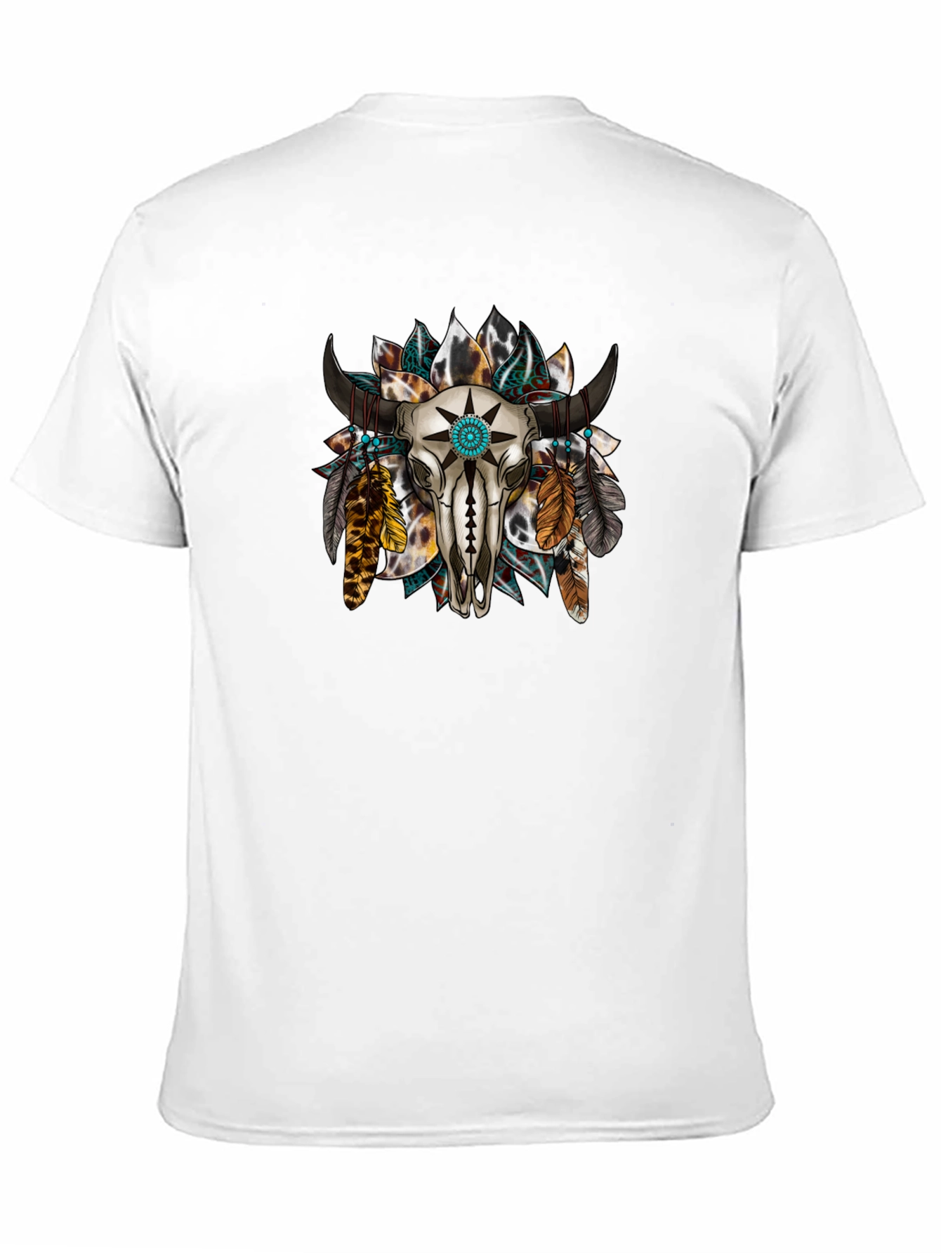 Skull and Feather Graphic Print Tee