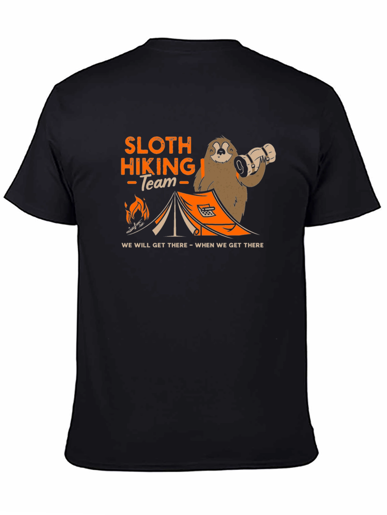 Sloth Hiking Team Black T-Shirt: We Will Get There!