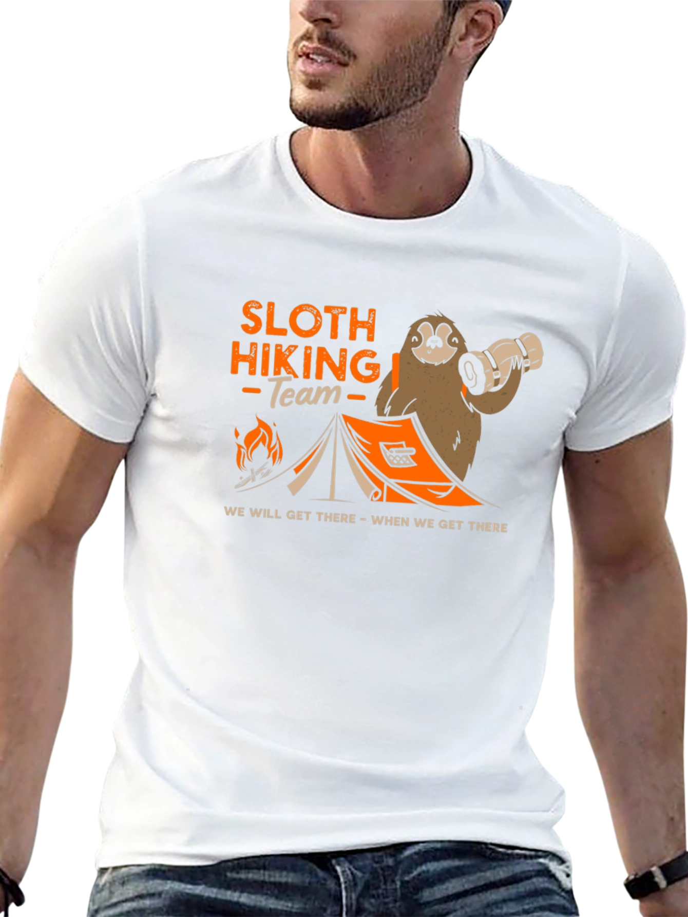 Sloth Hiking Team Black T-Shirt: We Will Get There!