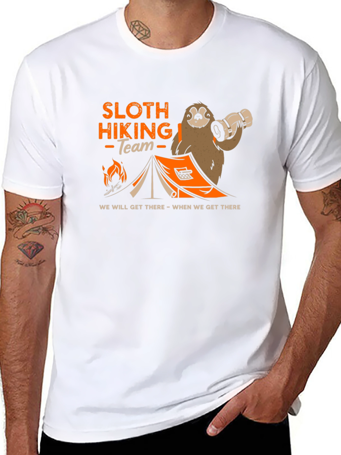 Sloth Hiking Team Black T-Shirt: We Will Get There!