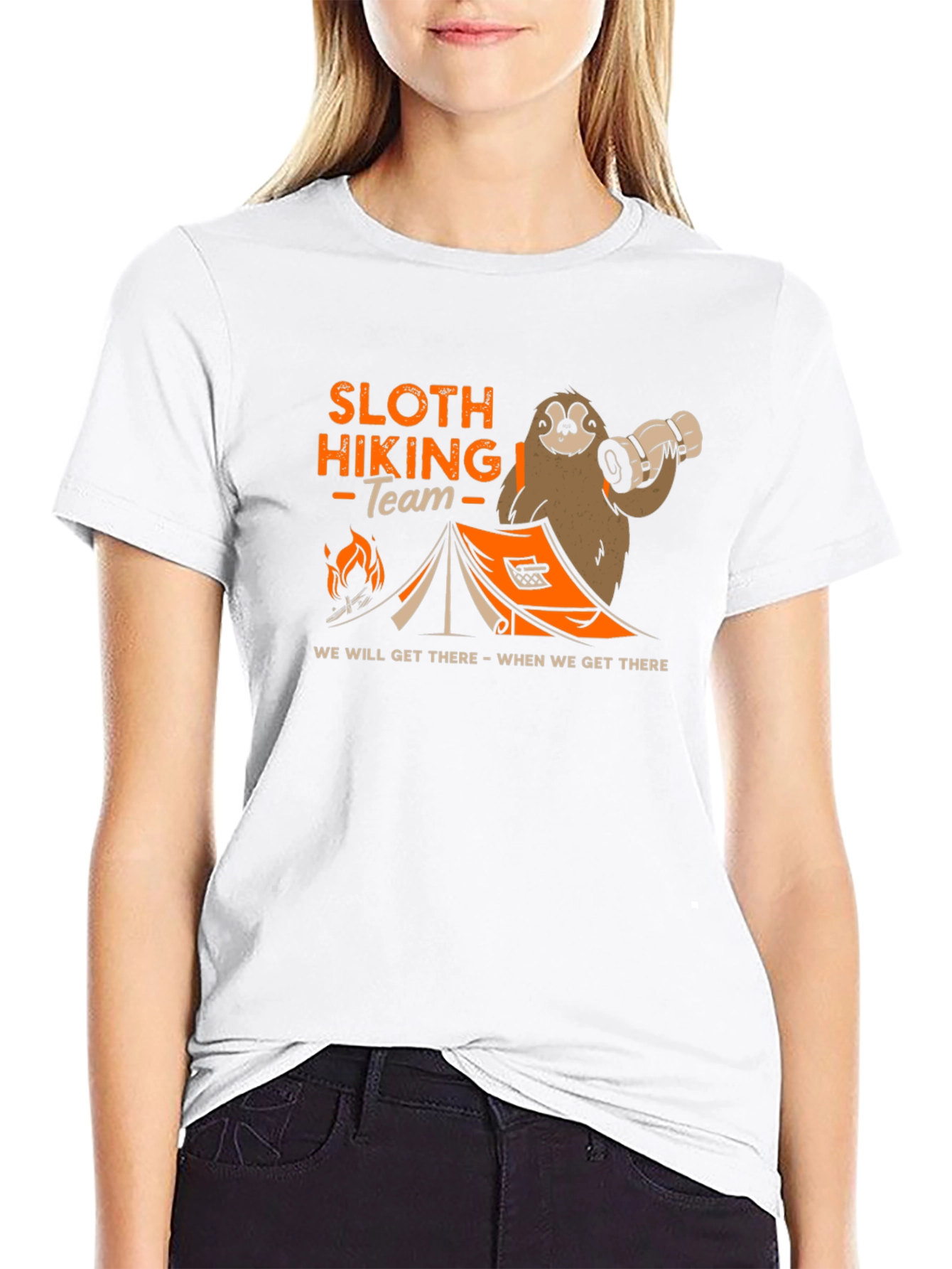 Sloth Hiking Team Black T-Shirt: We Will Get There!