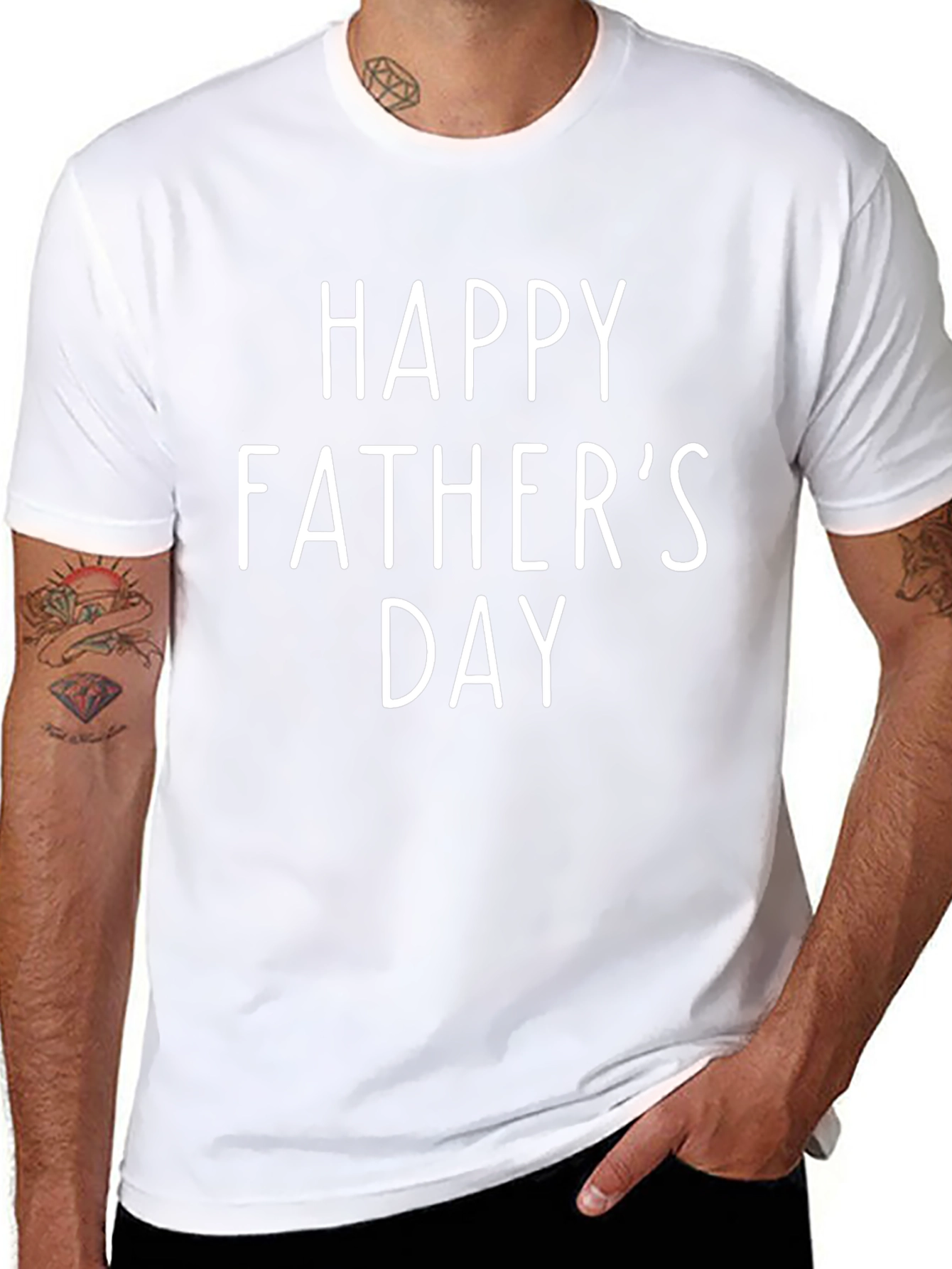 Happy Fathers Day T-Shirt - Black Cotton Tee