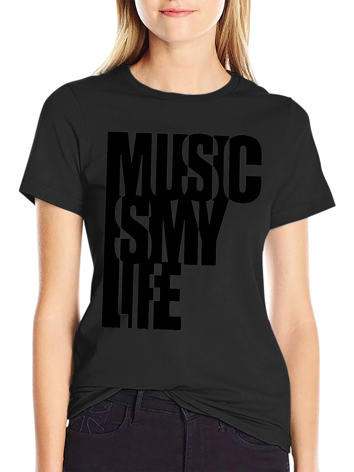 Music Is My Life Graphic Tee - Black