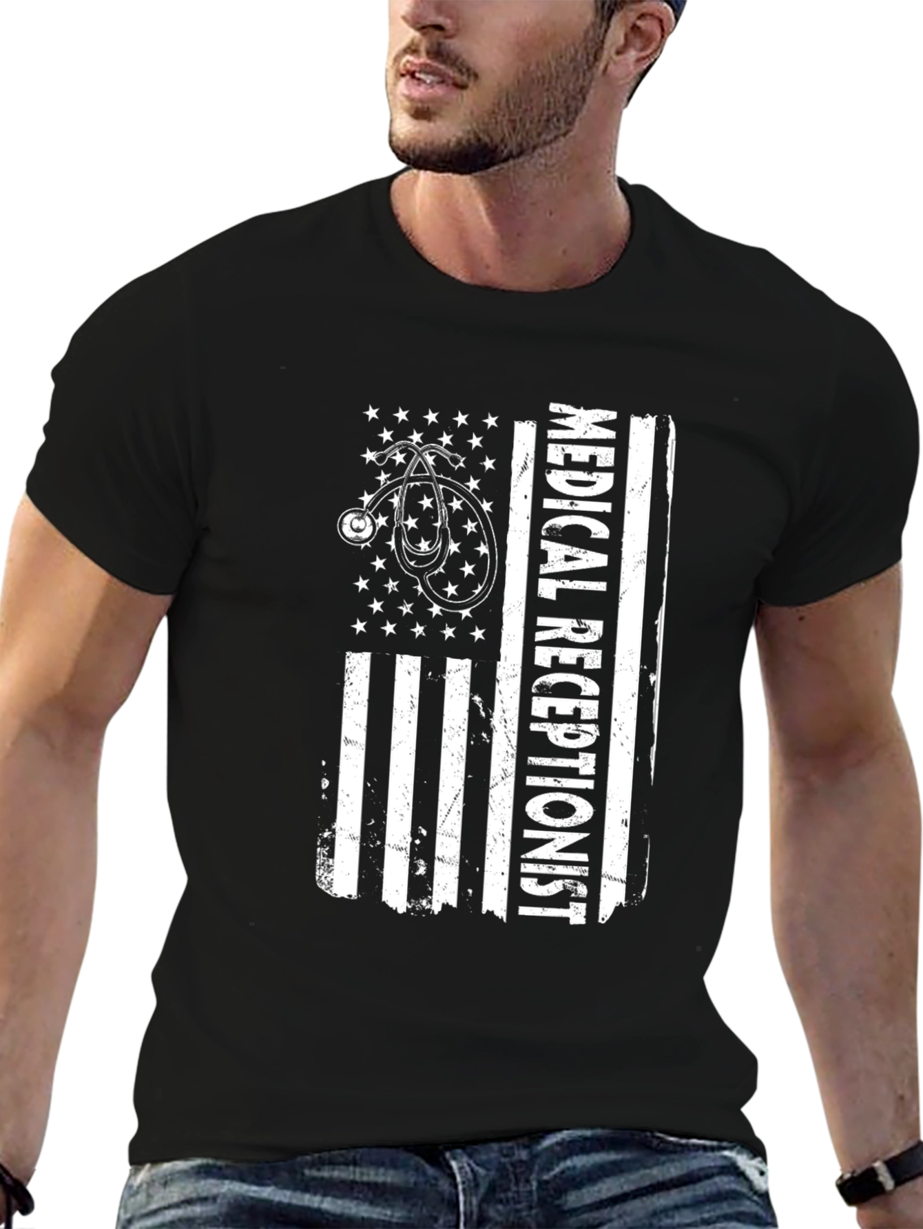 Medical Receptionist American Flag T-Shirt