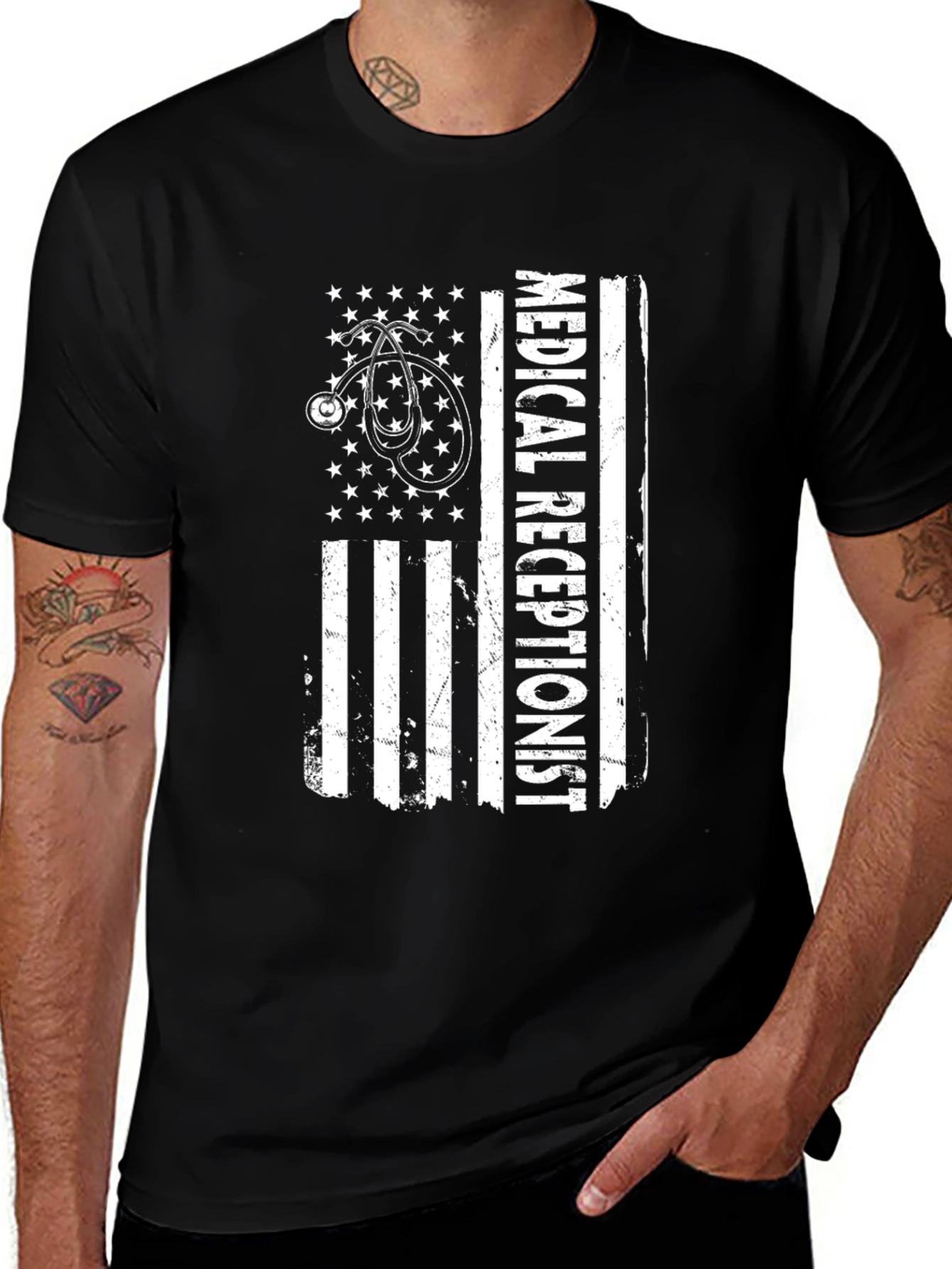 Medical Receptionist American Flag T-Shirt