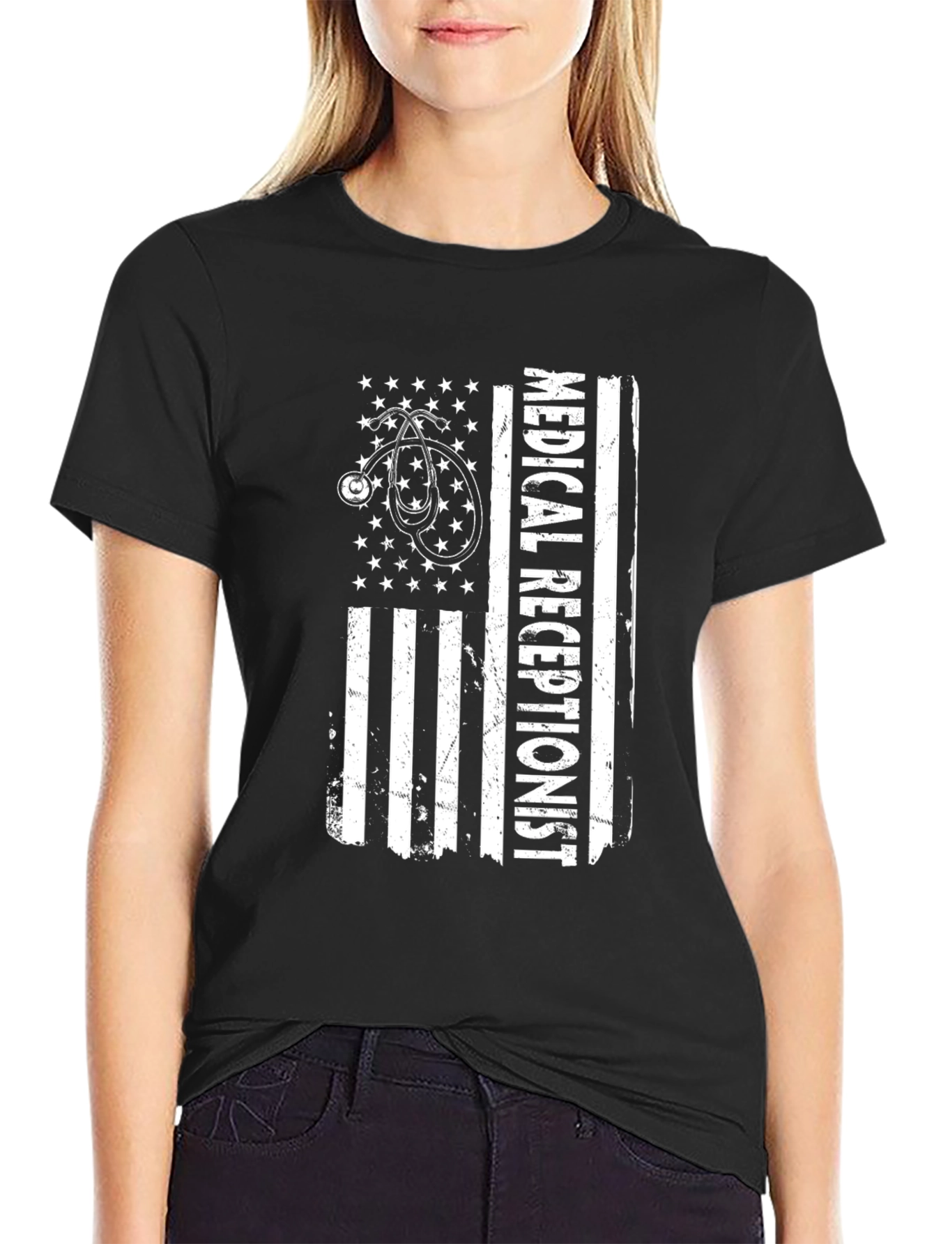 Medical Receptionist American Flag T-Shirt