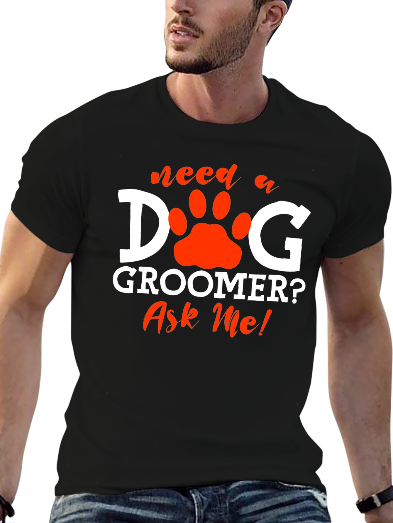 Dog Groomer T-Shirt - Ask Me! Pet Paw Design