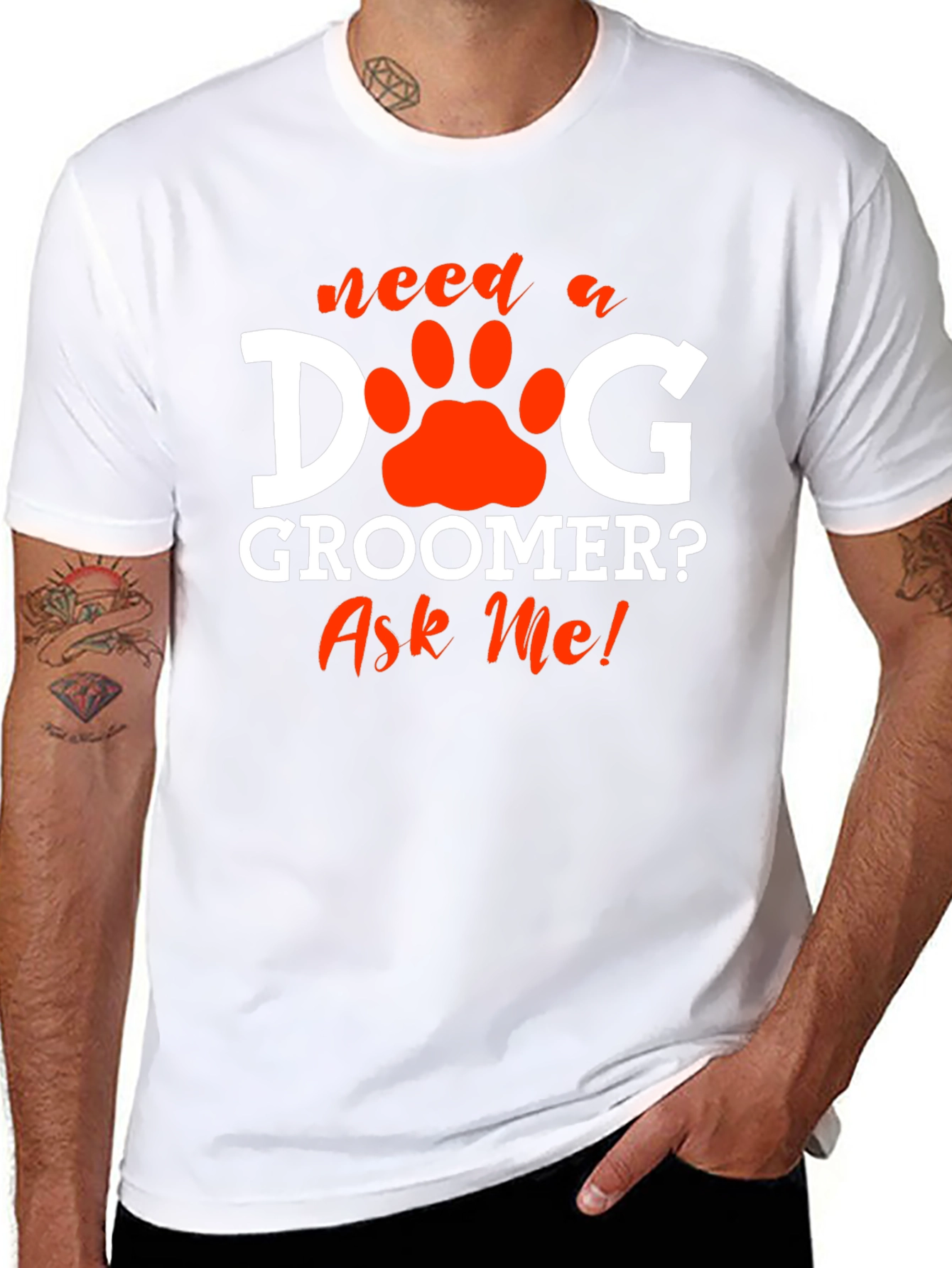 Dog Groomer T-Shirt - Ask Me! Pet Paw Design