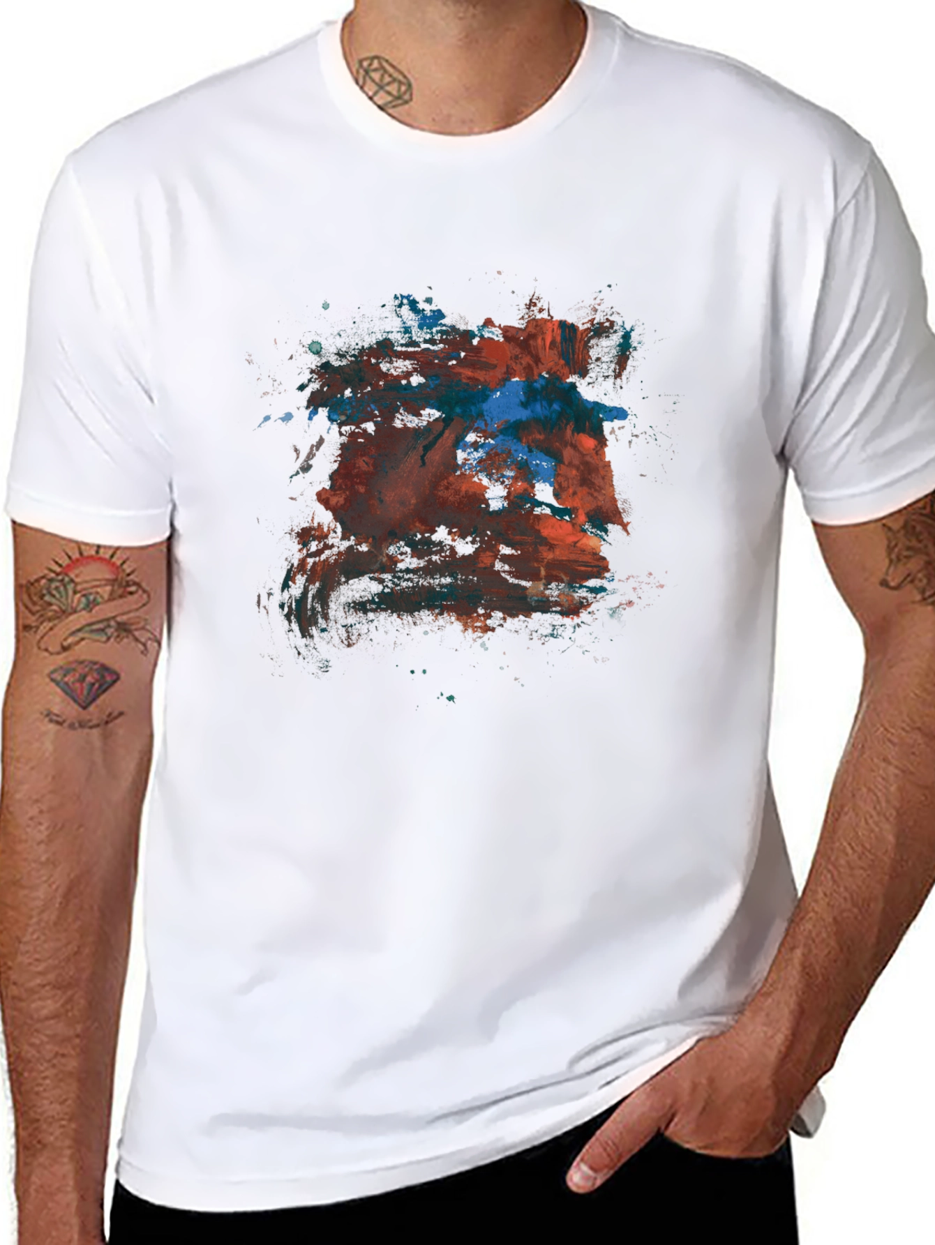 Abstract Art Tee - Mens Black Crew Neck T-Shirt