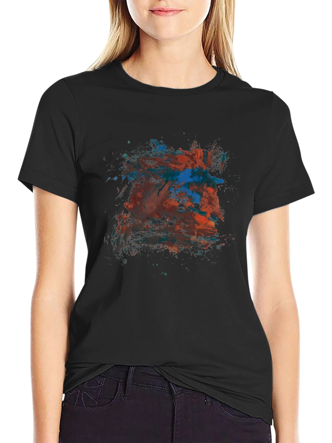 Abstract Art Tee - Mens Black Crew Neck T-Shirt