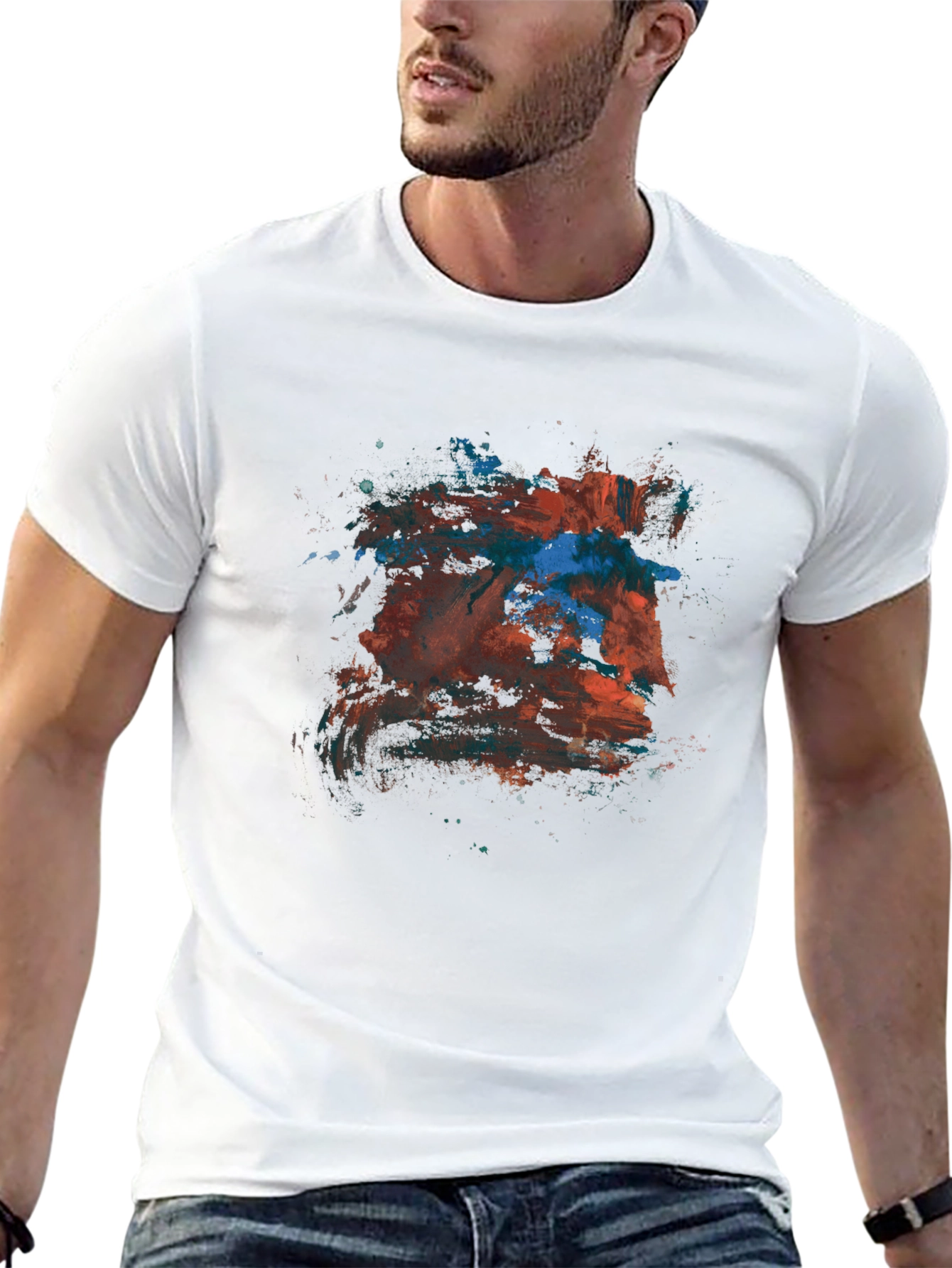 Abstract Art Tee - Mens Black Crew Neck T-Shirt